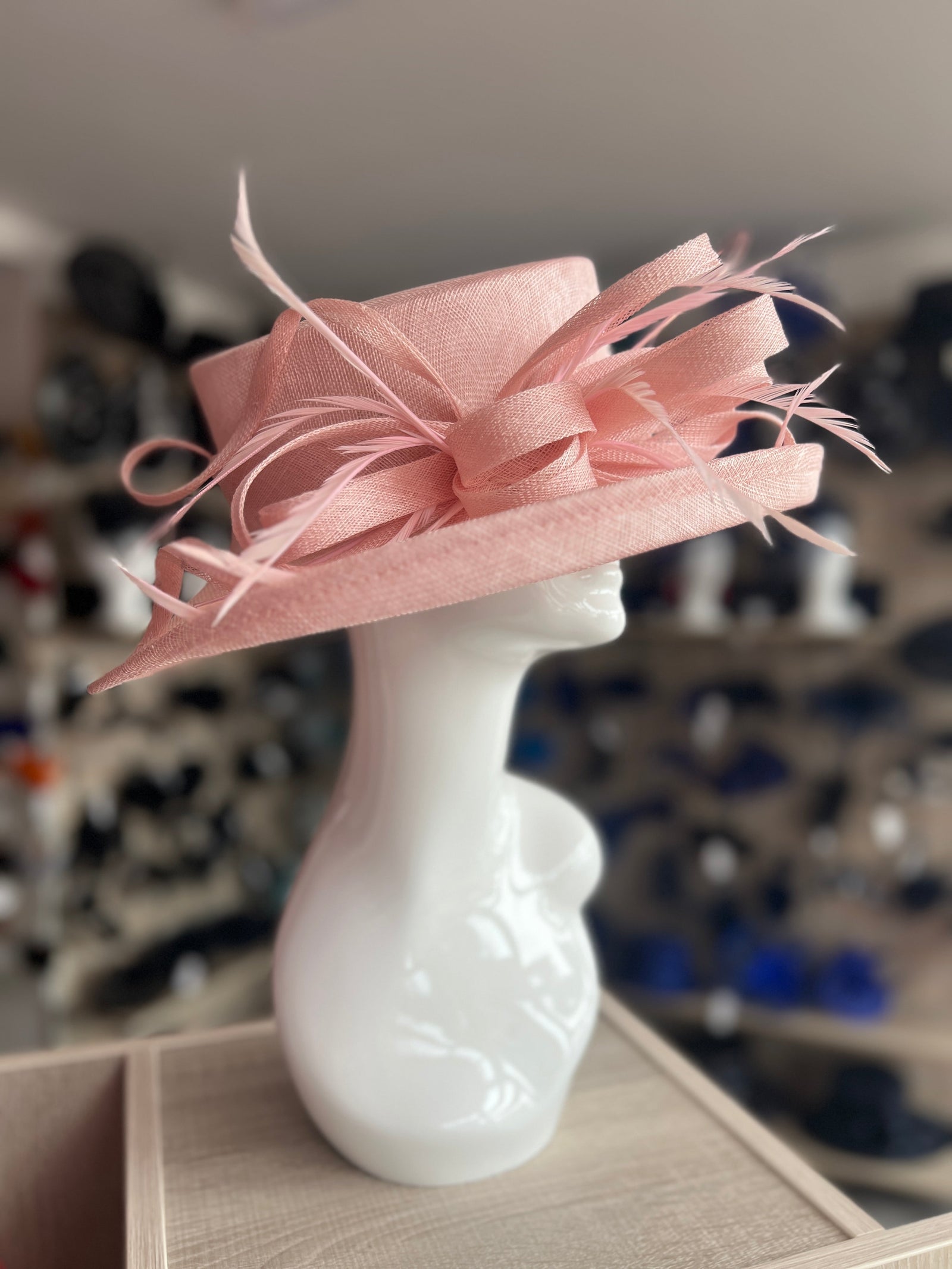 Classic Sinamay Candy Pink Wedding Hat-Fascinators Direct