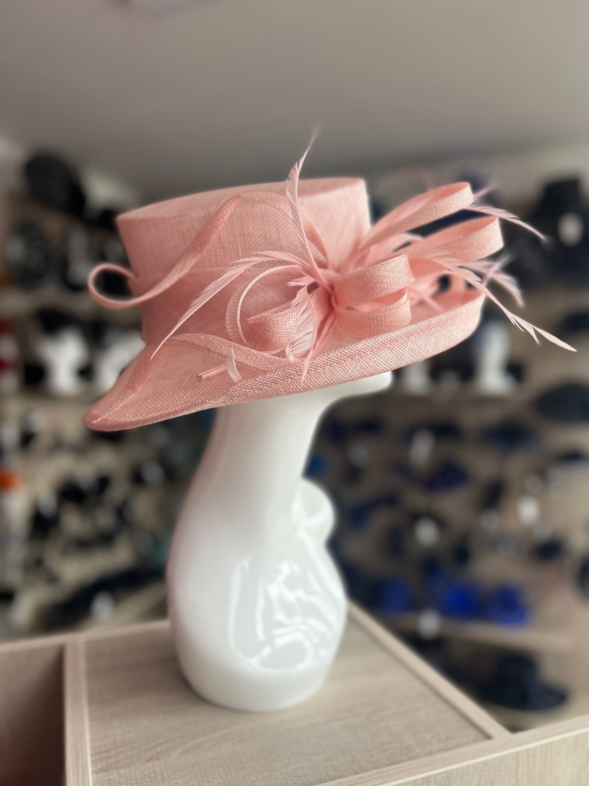 Classic Sinamay Candy Pink Wedding Hat-Fascinators Direct