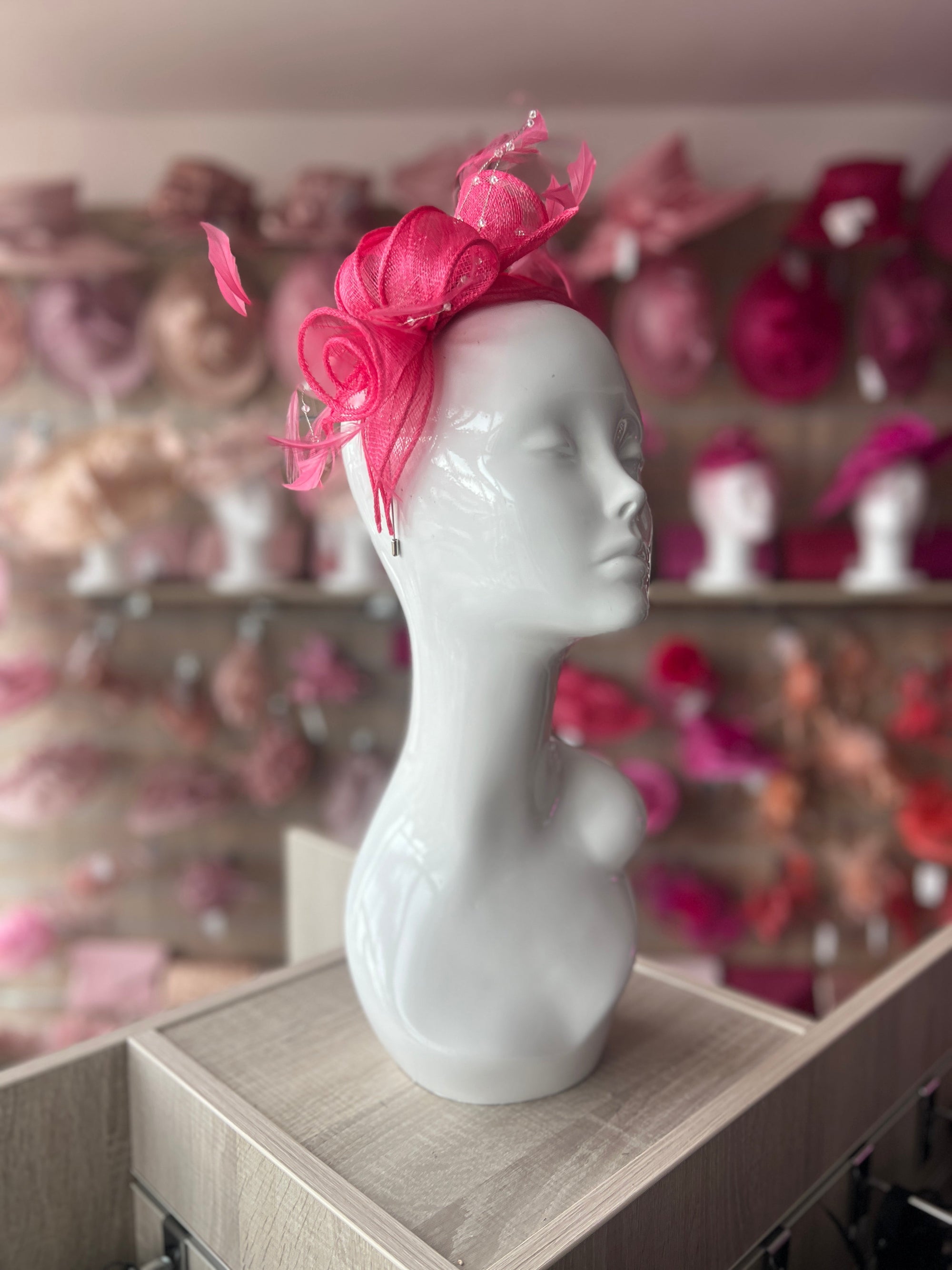 Classic Sinamay Cerise Fascinator-Fascinators Direct