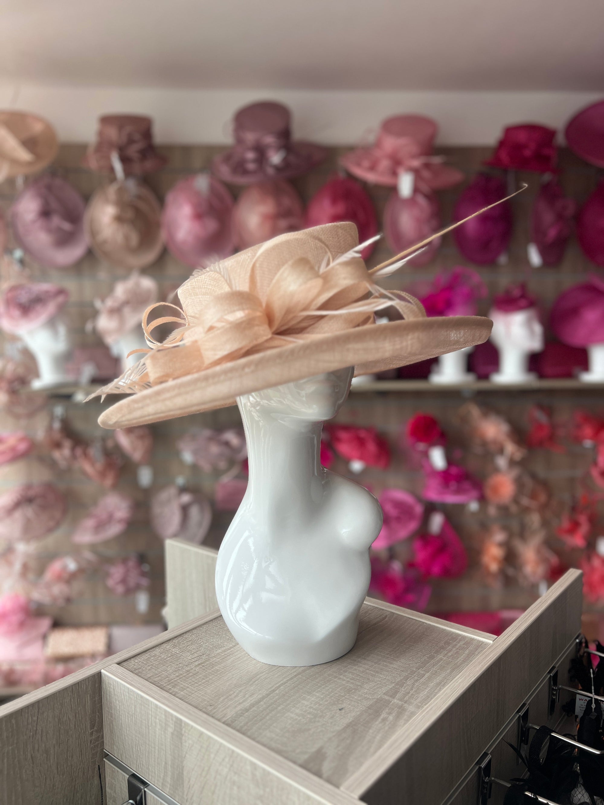 Classic Sinamay Chalk Wedding Hat-Fascinators Direct