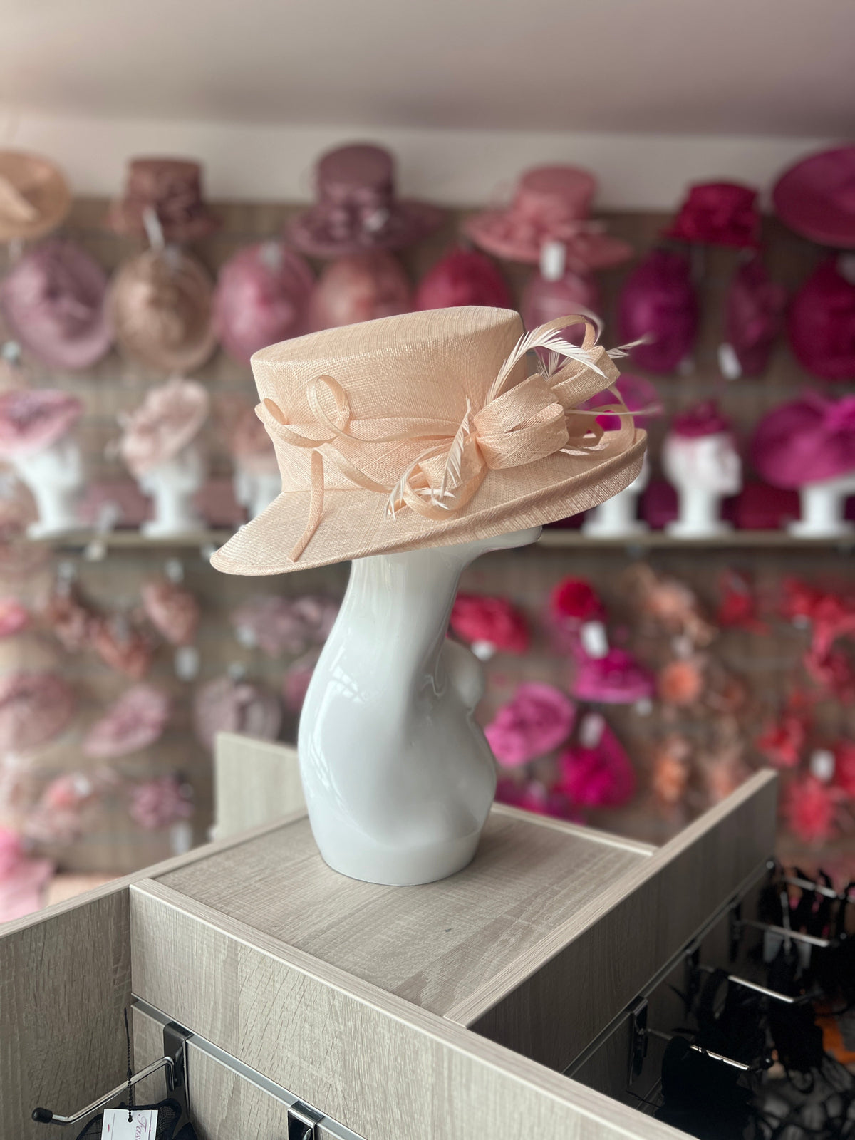 Classic Sinamay Chalk Wedding Hat-Fascinators Direct