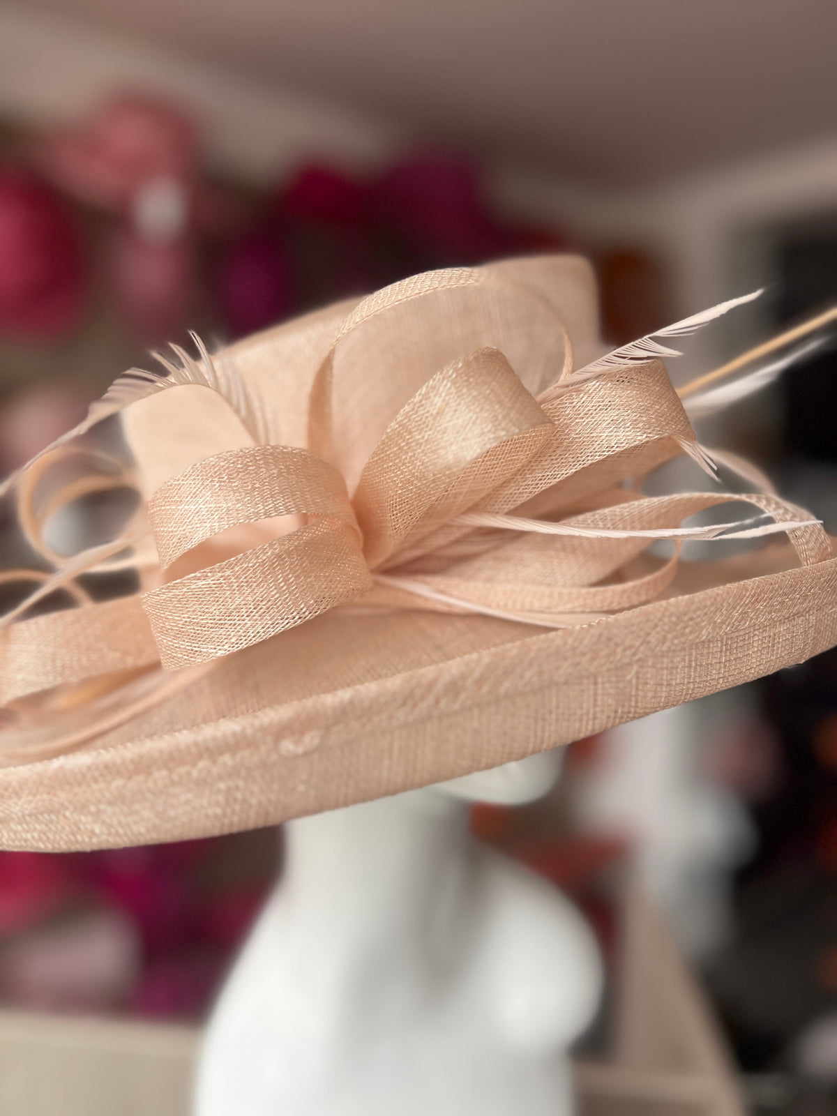 Classic Sinamay Chalk Wedding Hat-Fascinators Direct