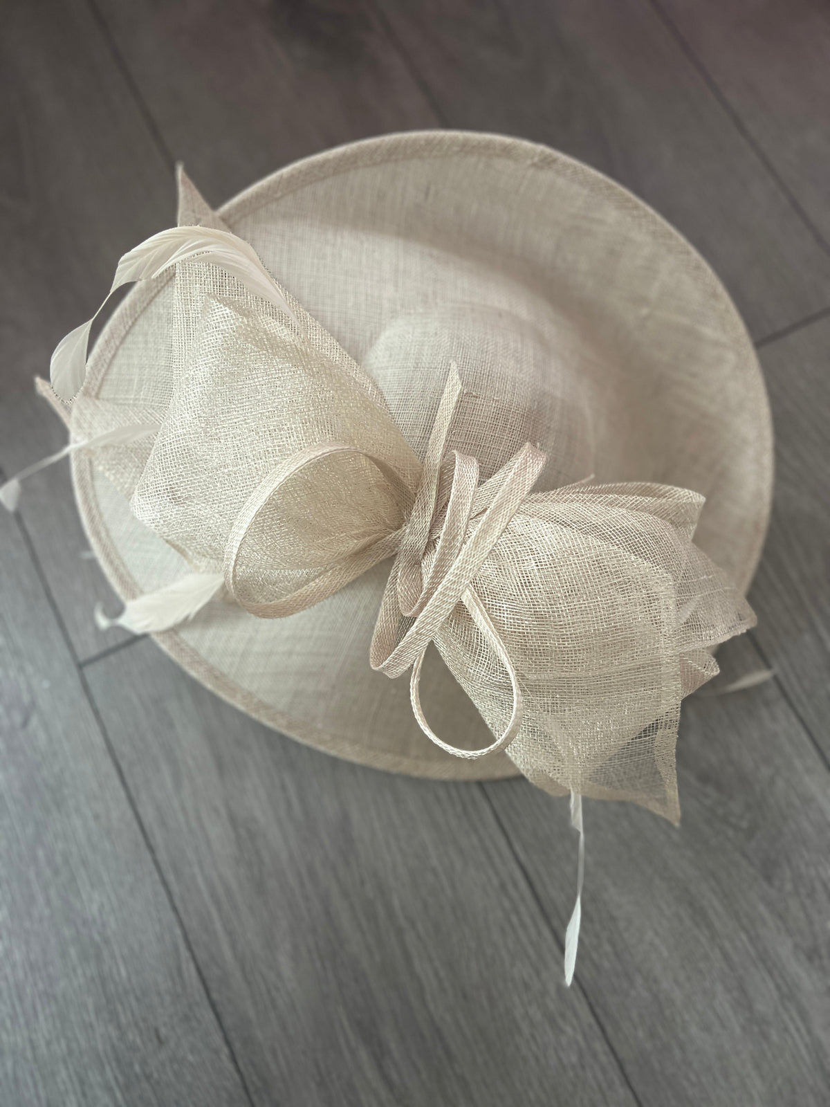 Classic Sinamay Champagne Hatinator with Bow-Fascinators Direct
