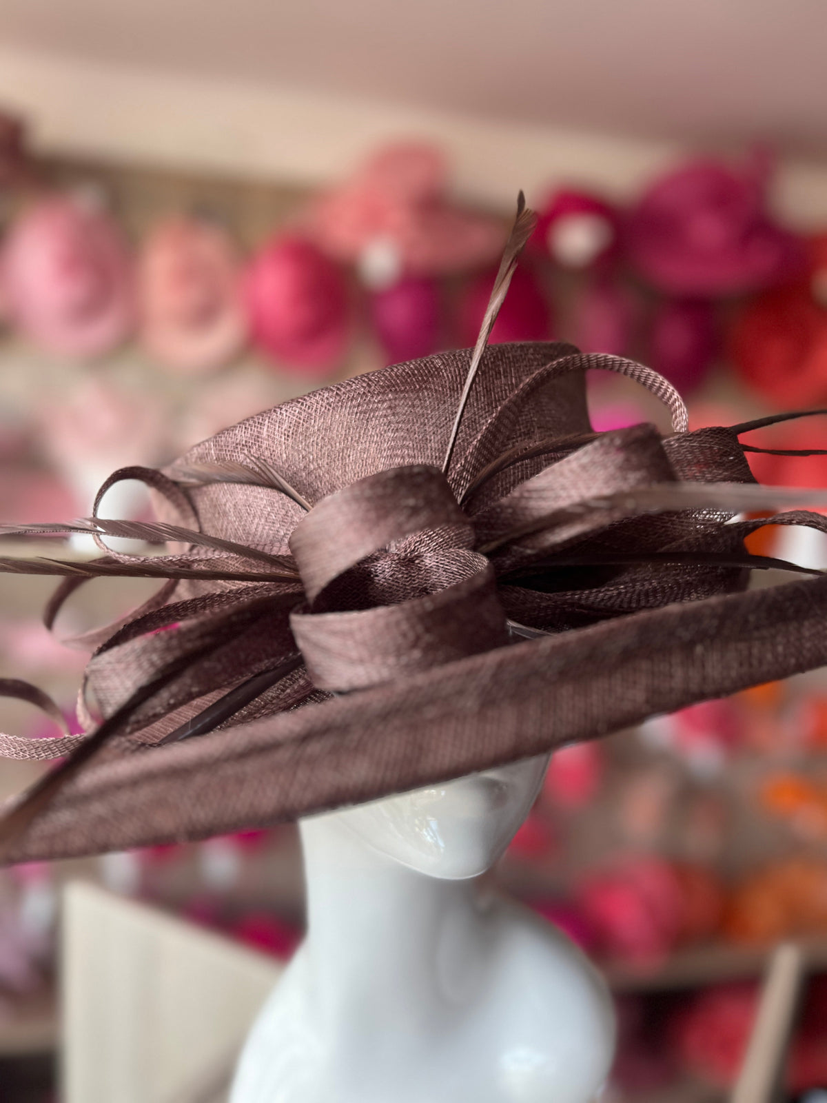 Classic Sinamay Coffee Brown Wedding Hat-Fascinators Direct