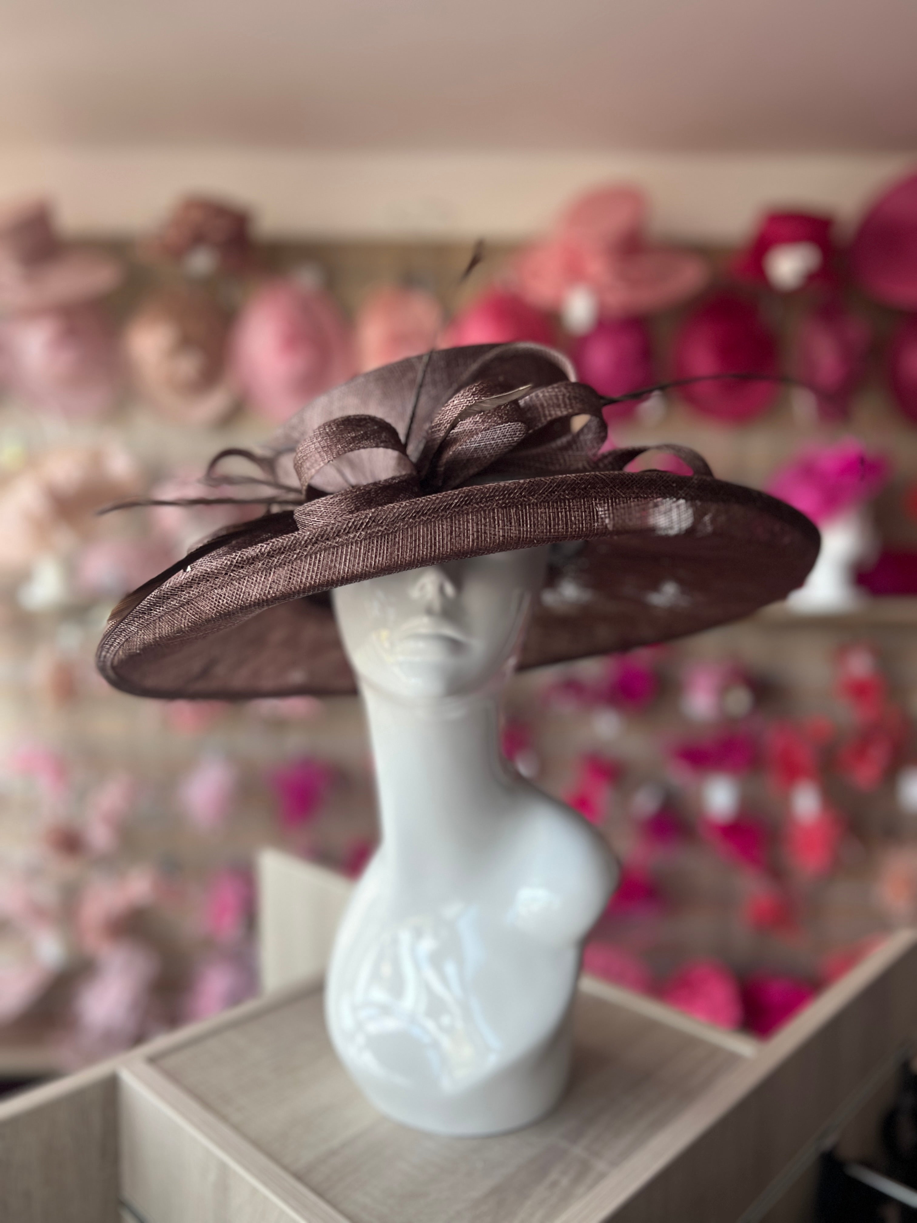 Classic Sinamay Coffee Brown Wedding Hat