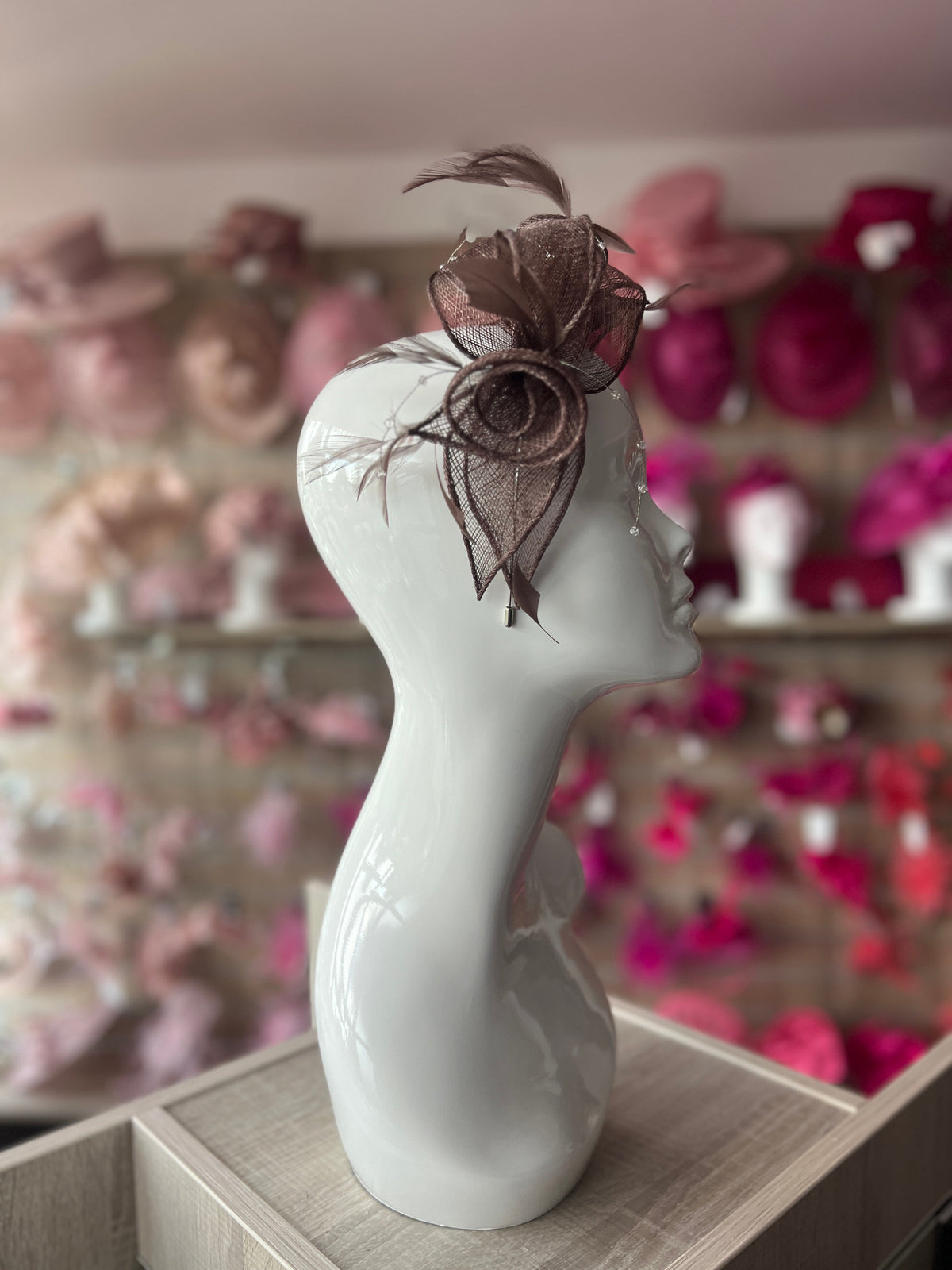 Classic Sinamay Coffee Fascinator-Fascinators Direct