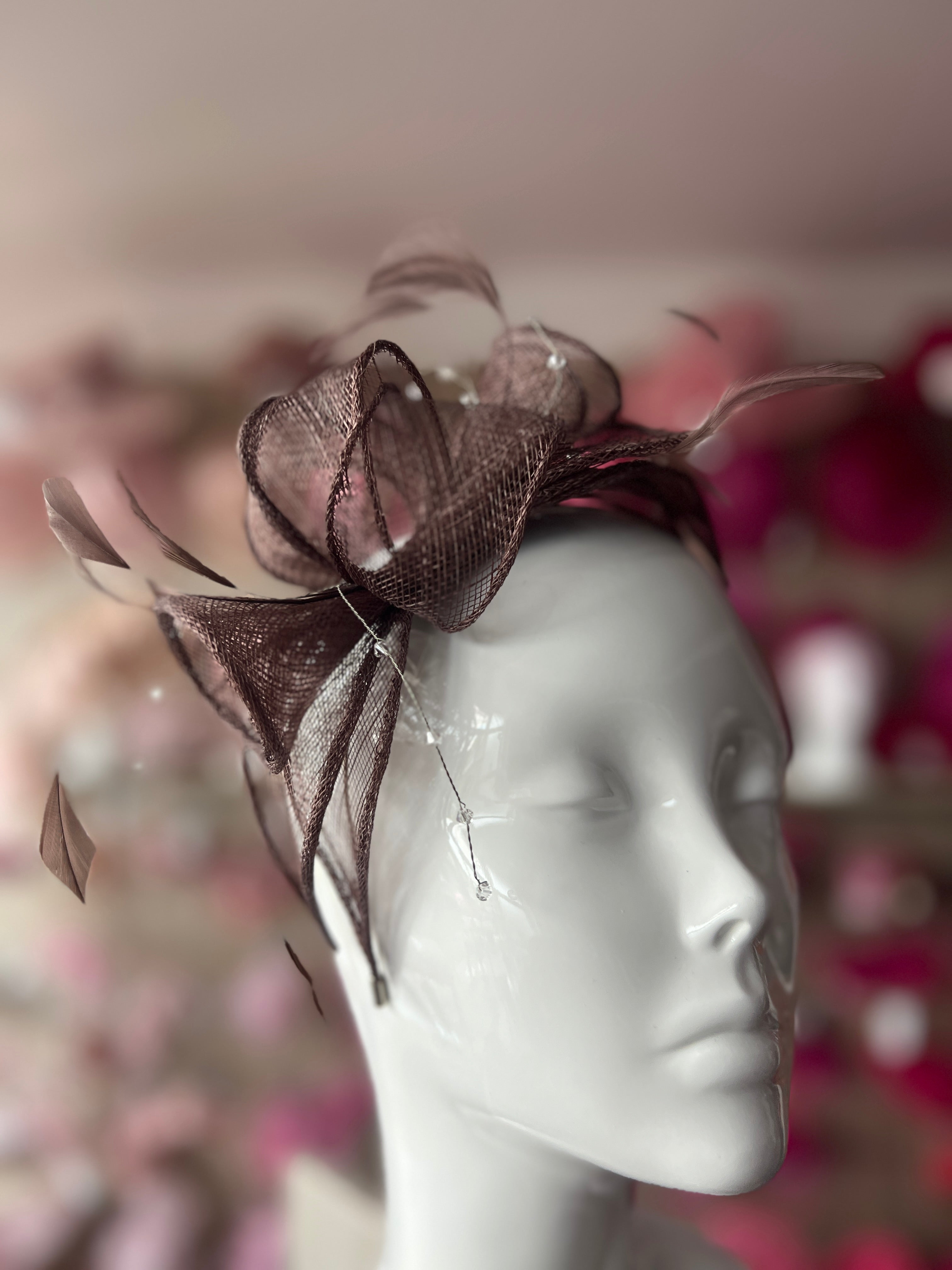 Classic Sinamay Dark Brown Coffee Fascinator for Weddings The Races
