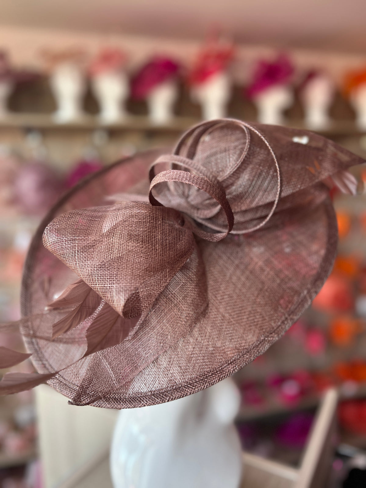 Classic Sinamay Coffee Hatinator with Bow-Fascinators Direct