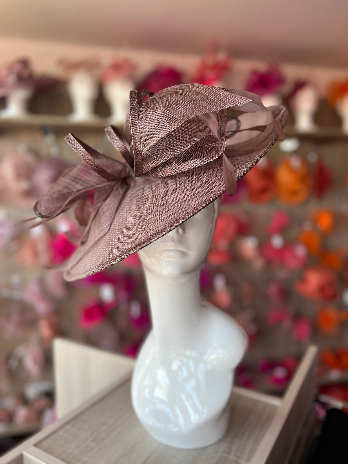 Classic Sinamay Coffee Hatinator with Bow-Fascinators Direct