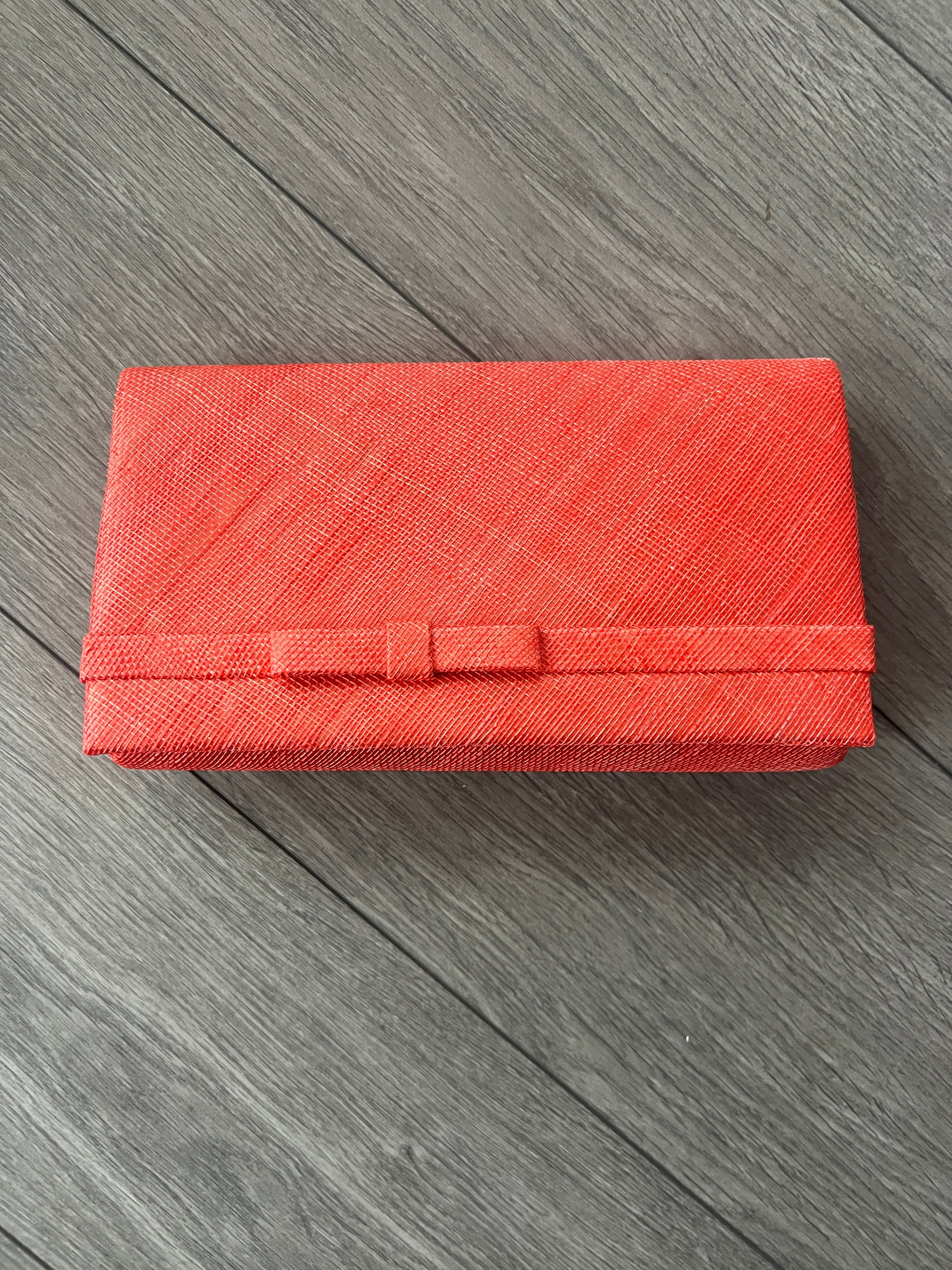 Classic Sinamay Coral Clutch Bag For Weddings