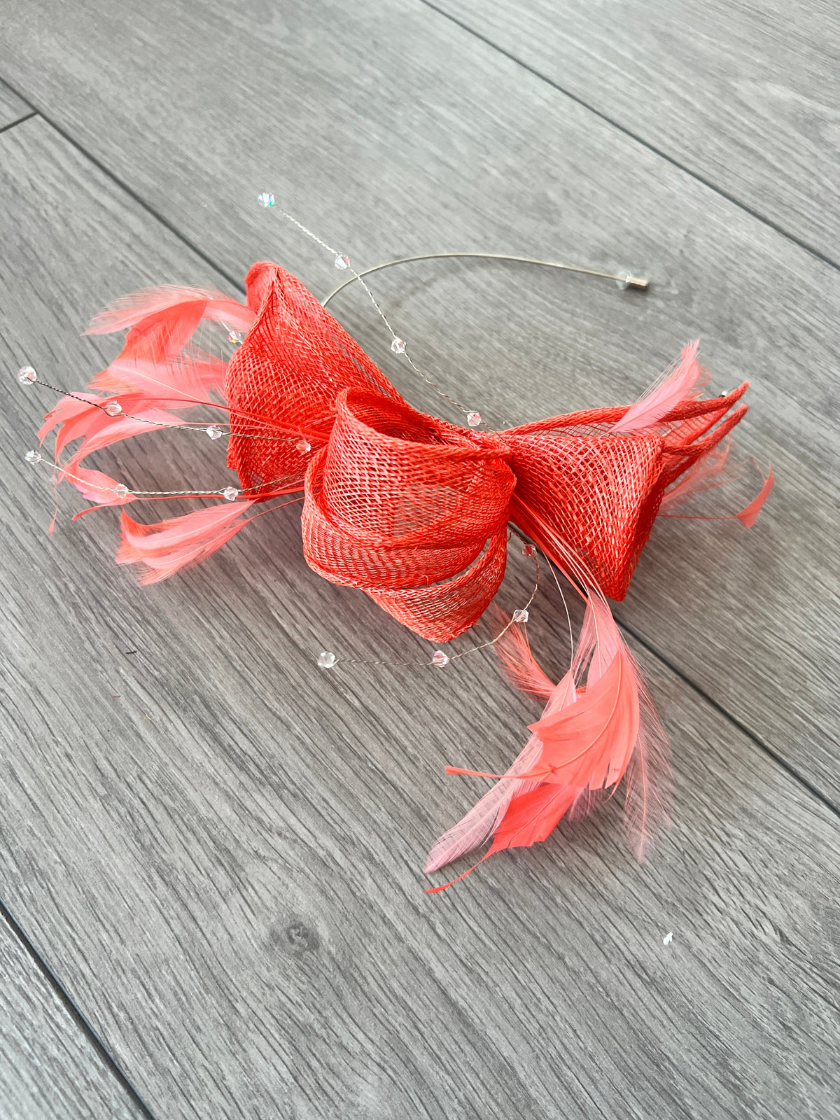 Classic Sinamay Coral Fascinator-Fascinators Direct