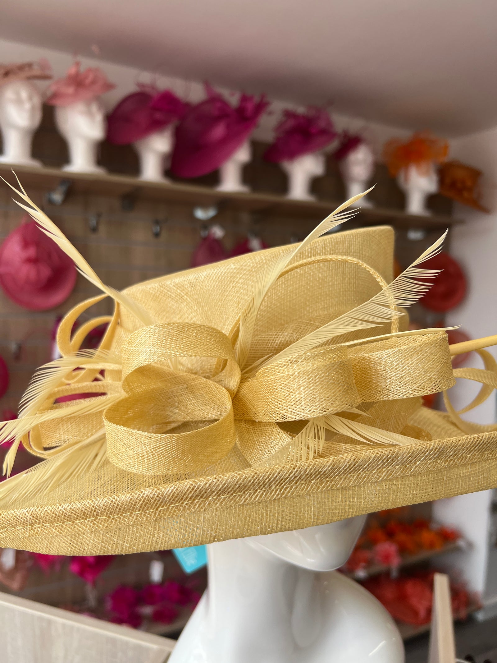 Classic Sinamay Corn Wedding Hat-Fascinators Direct