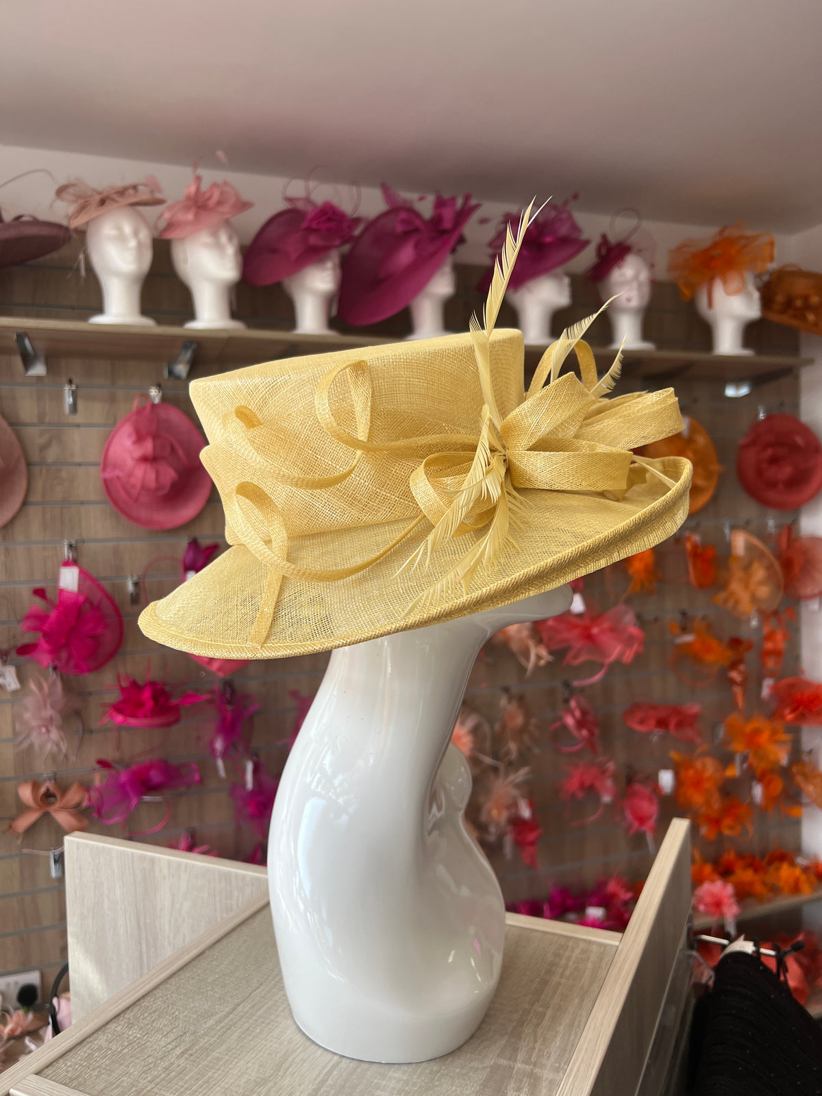 Classic Sinamay Corn Wedding Hat-Fascinators Direct