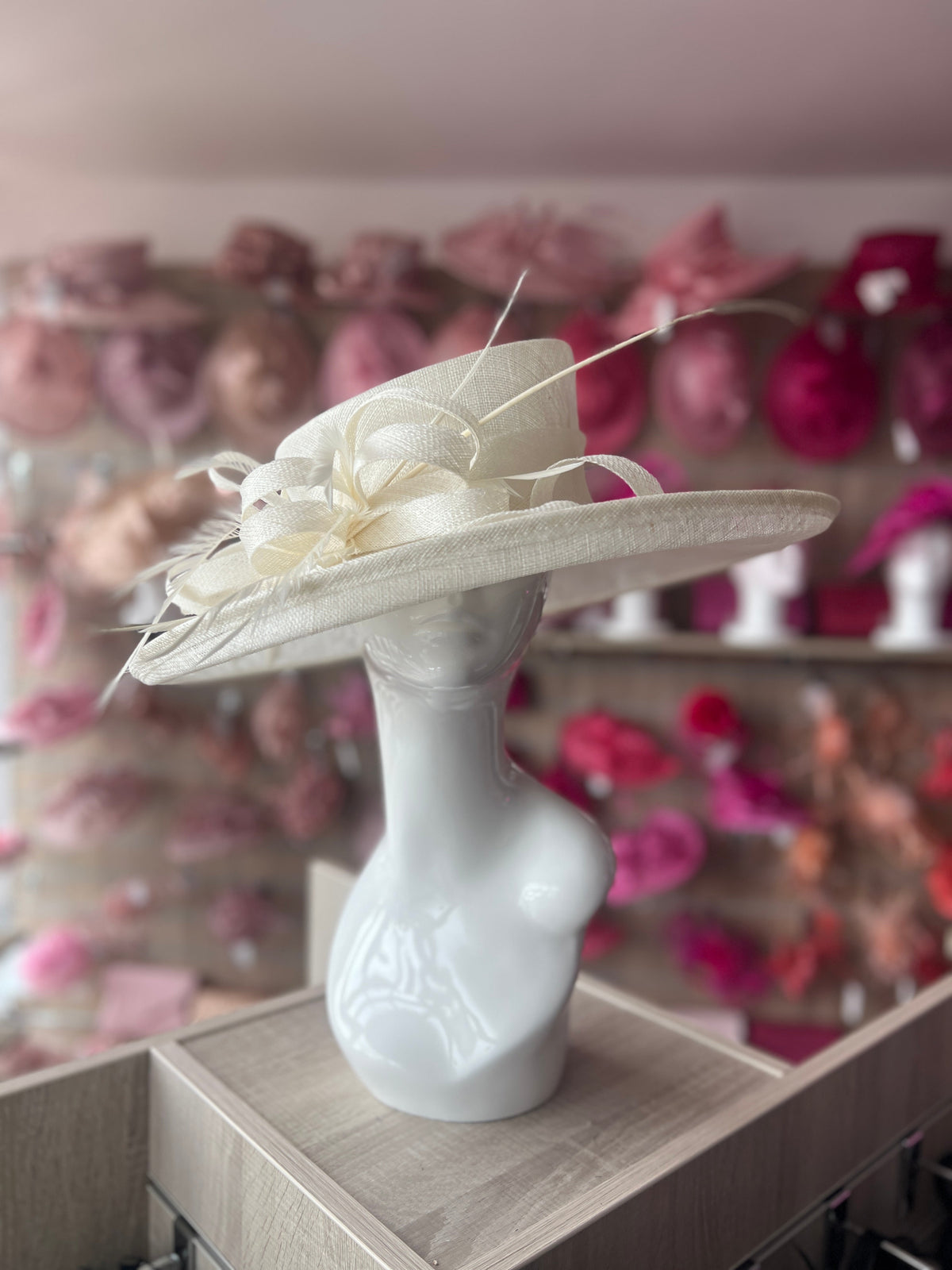 Classic Sinamay Cream Wedding Hat-Fascinators Direct