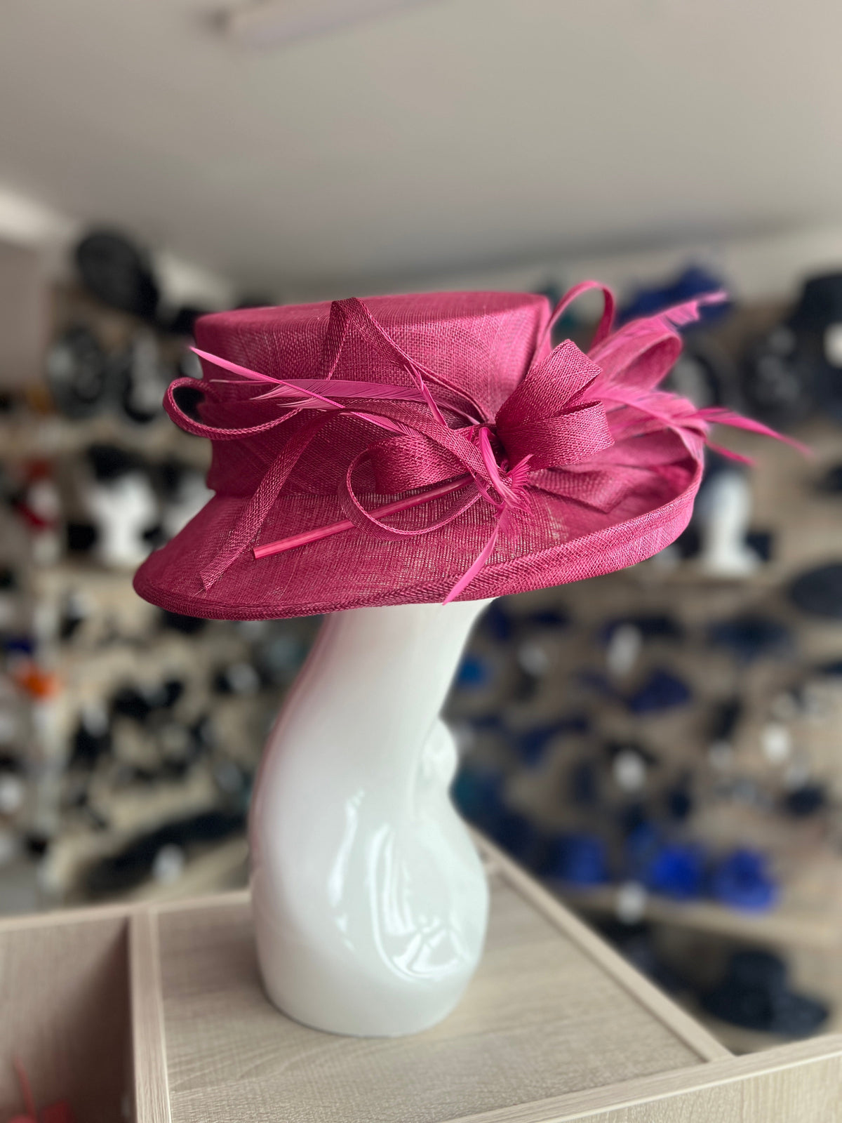 Classic Sinamay Damson Wedding Hat-Fascinators Direct