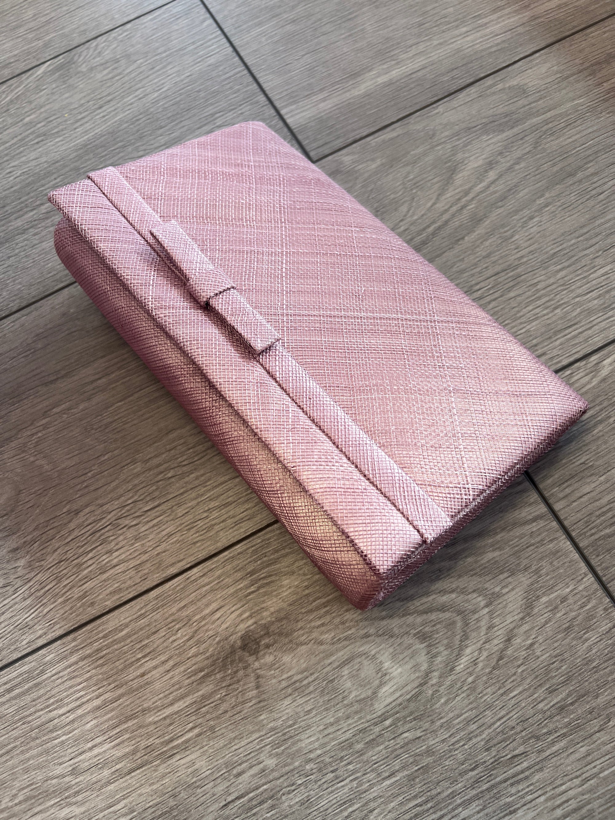 Classic Sinamay Dusky Pink Clutch Bag For Weddings-Fascinators Direct