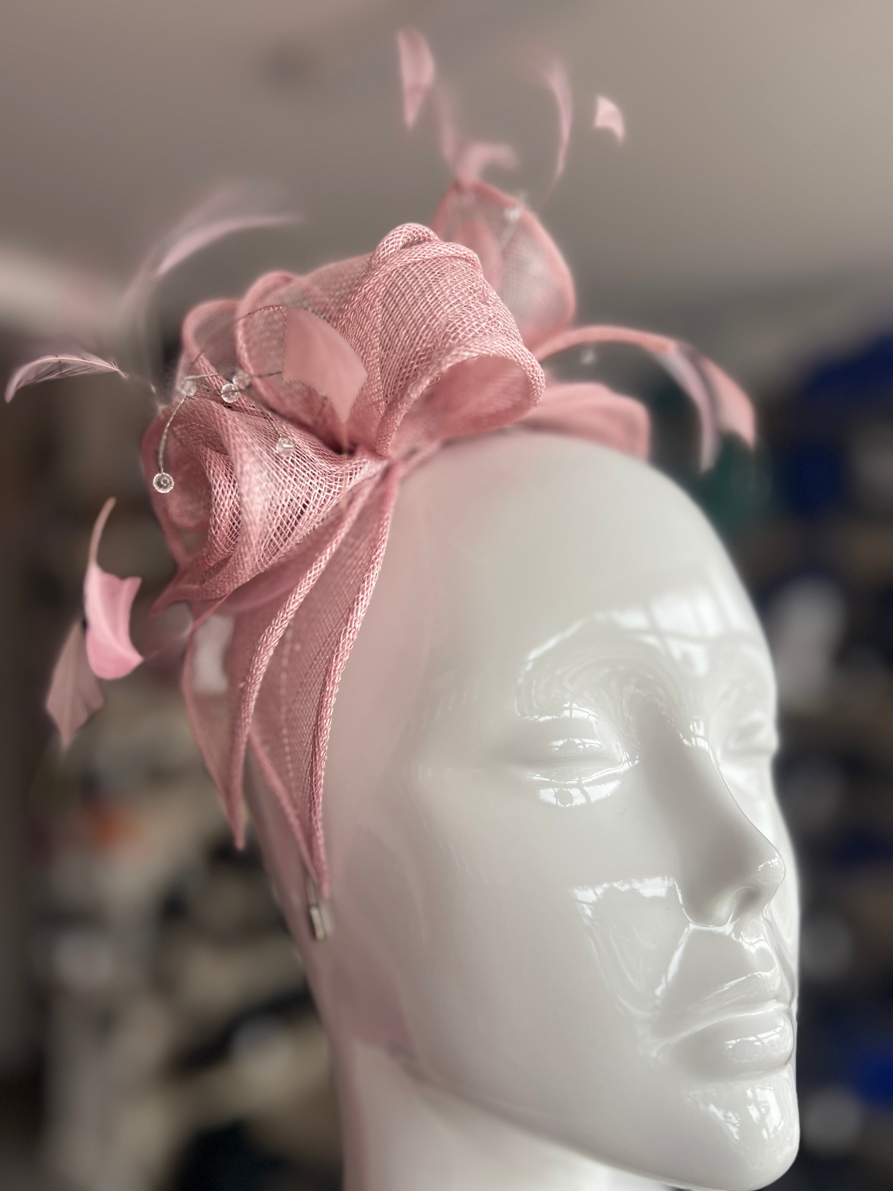 pink headpiece for wedding