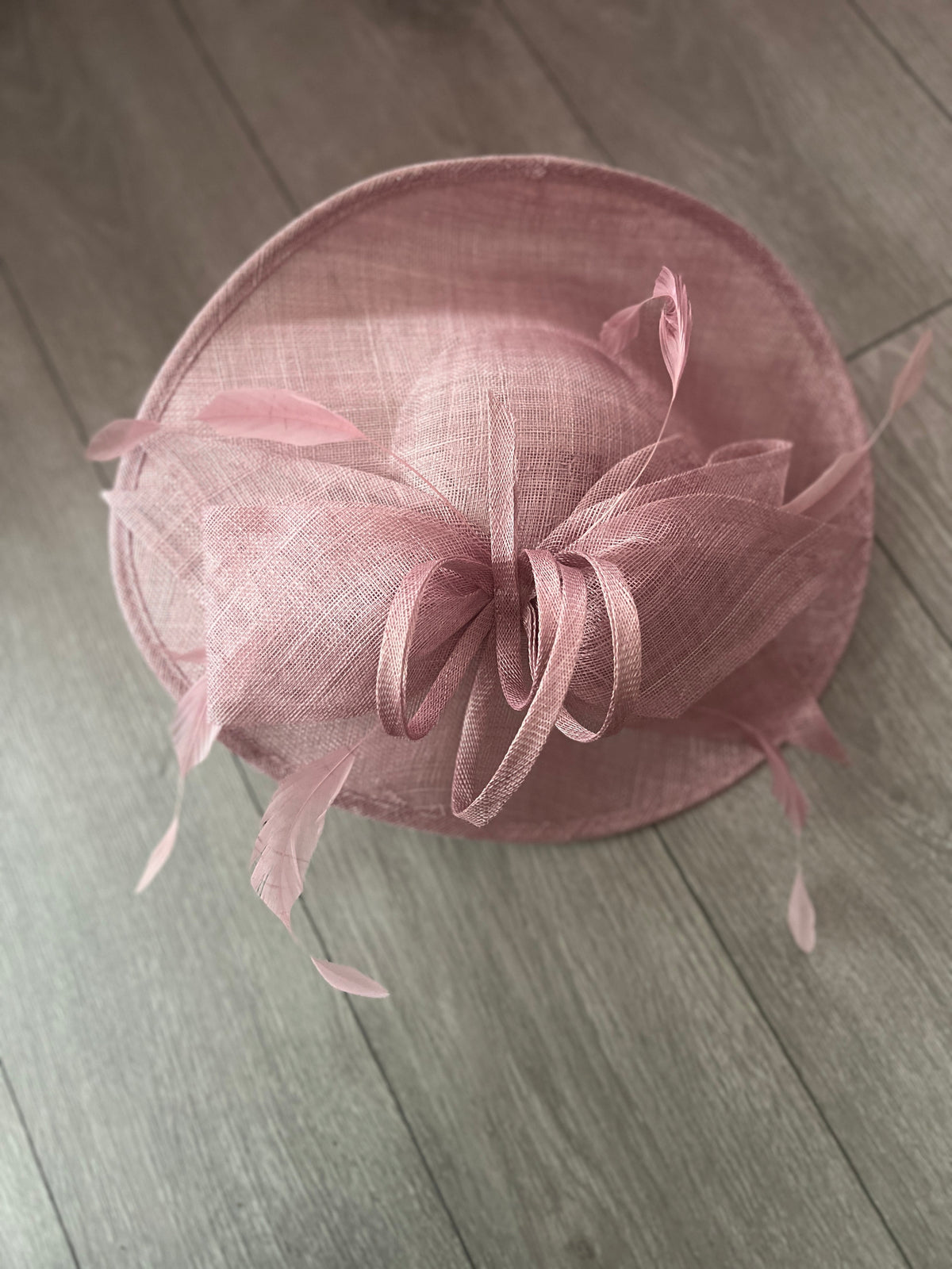 Classic Sinamay Dusky Pink Hatinator with Bow-Fascinators Direct
