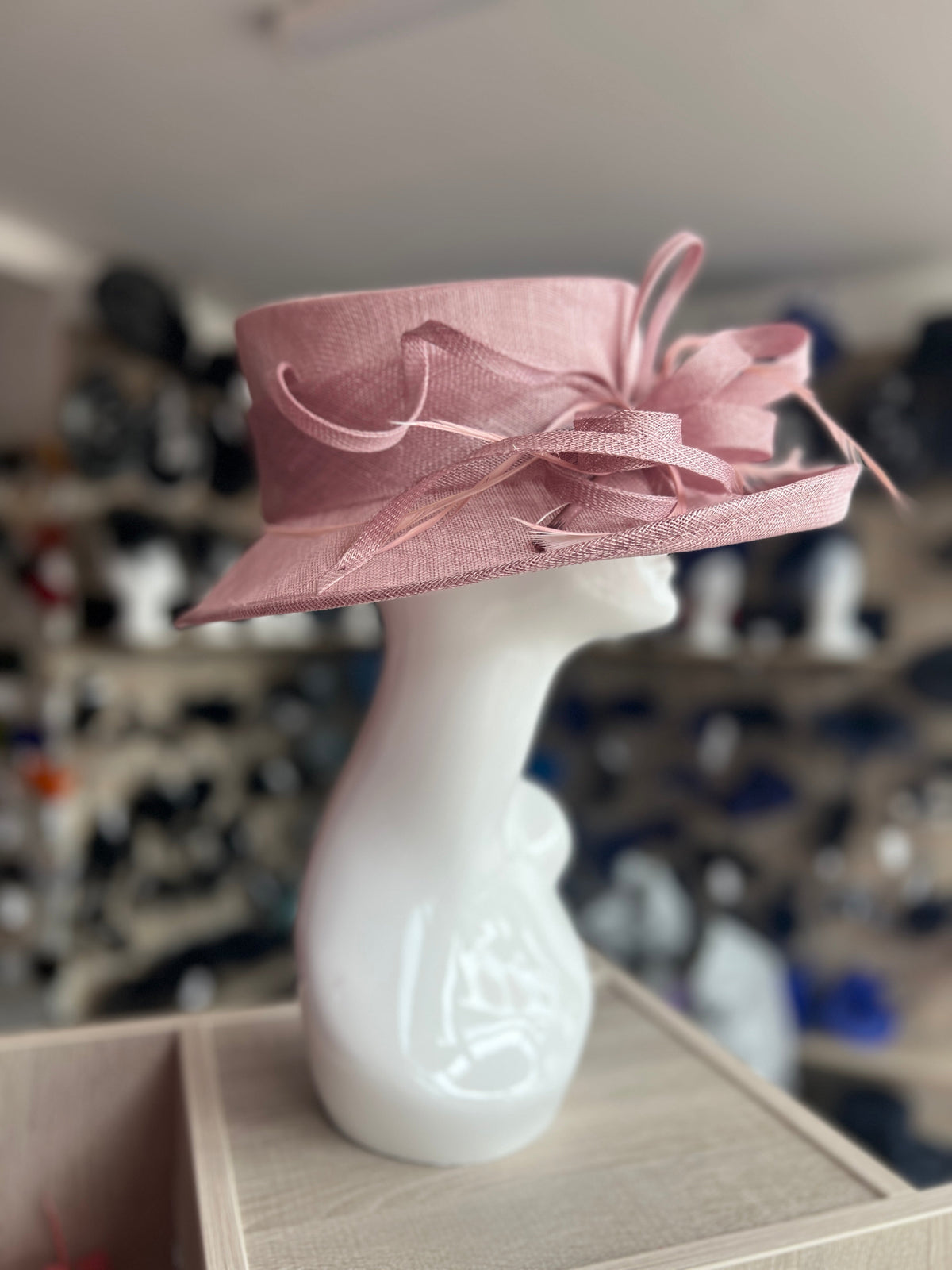 Classic Sinamay Dusky Pink Wedding Hat-Fascinators Direct