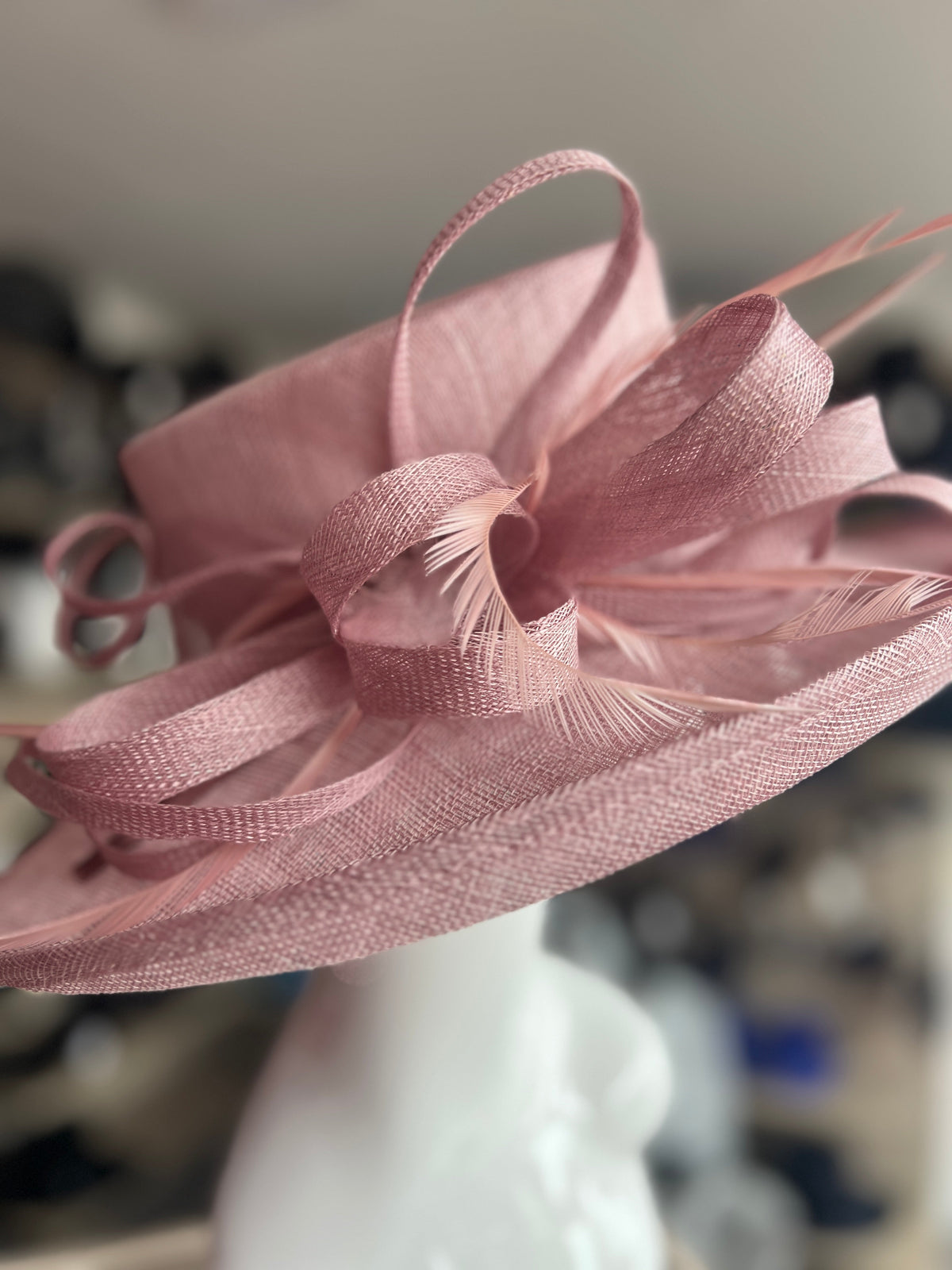 Classic Sinamay Dusky Pink Wedding Hat-Fascinators Direct