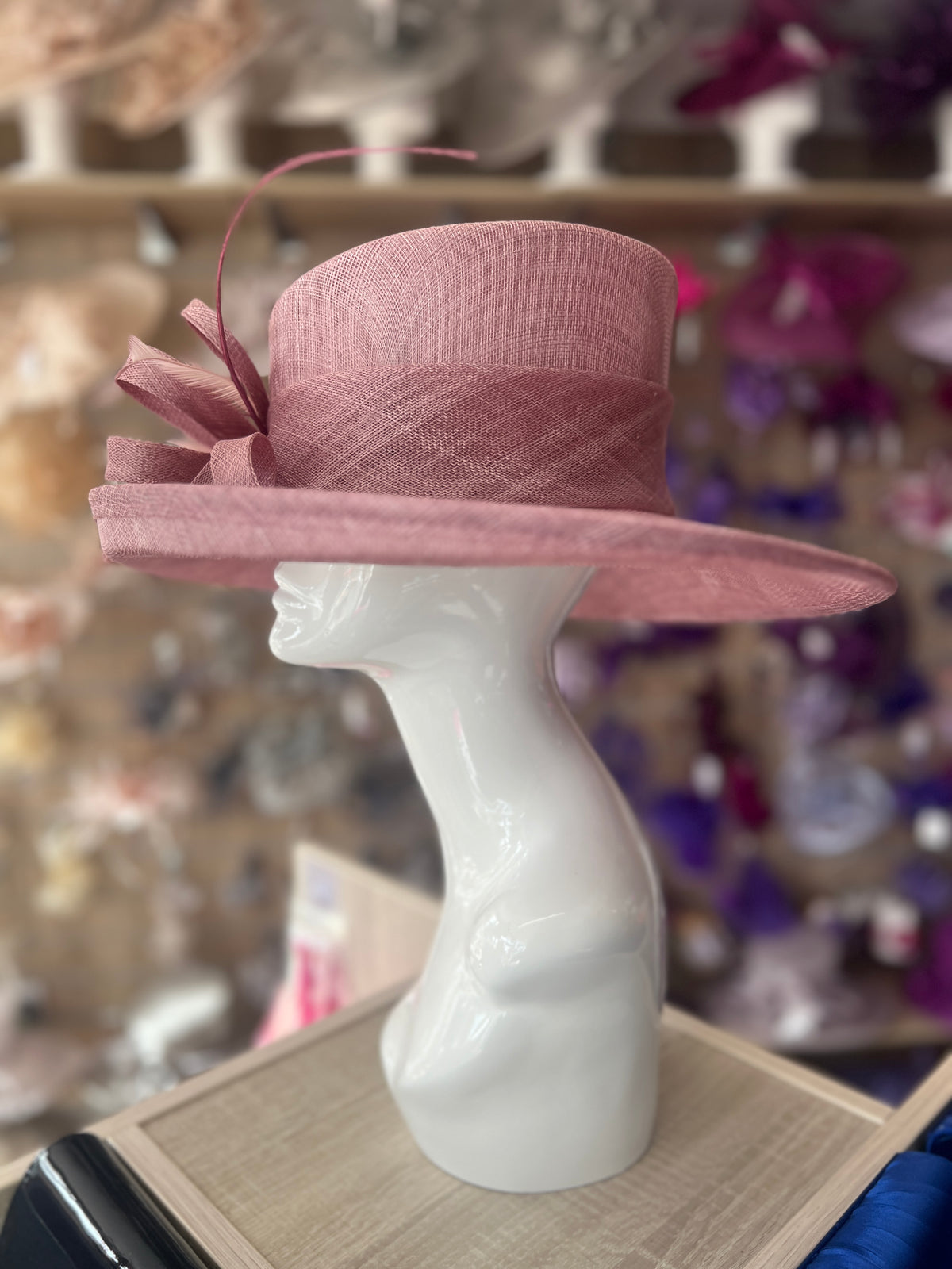 Classic Sinamay Dusky Pink Wedding Hat-Fascinators Direct