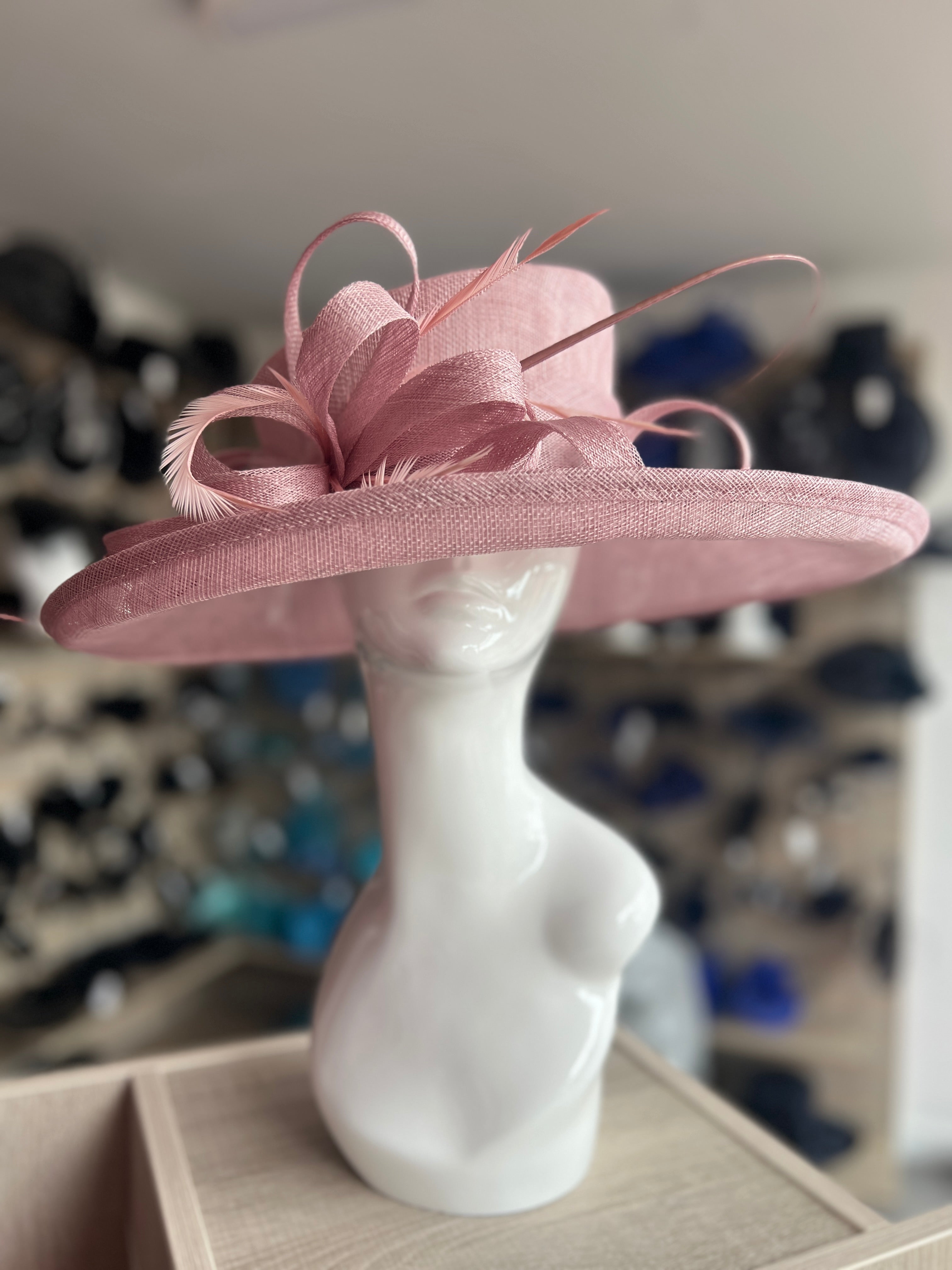 Classic Sinamay Dusky Pink Wedding Hat for Weddings, Ladies Day, Races