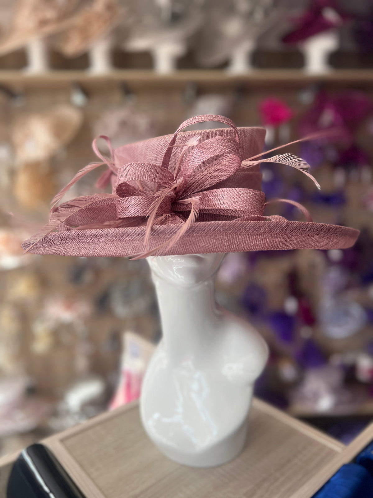 Classic Sinamay Dusky Pink Wedding Hat-Fascinators Direct