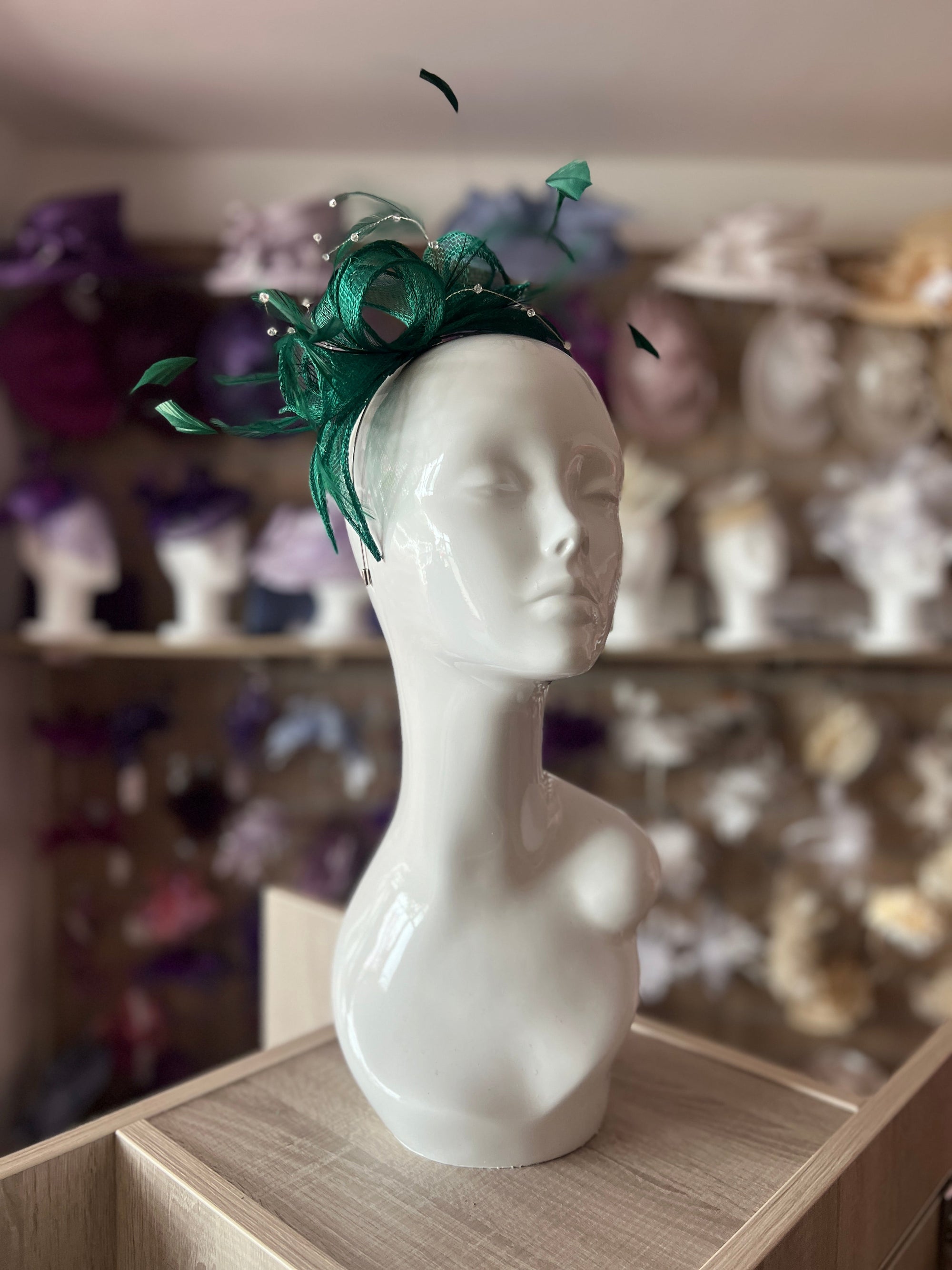 Classic Sinamay Emerald Fascinator-Fascinators Direct