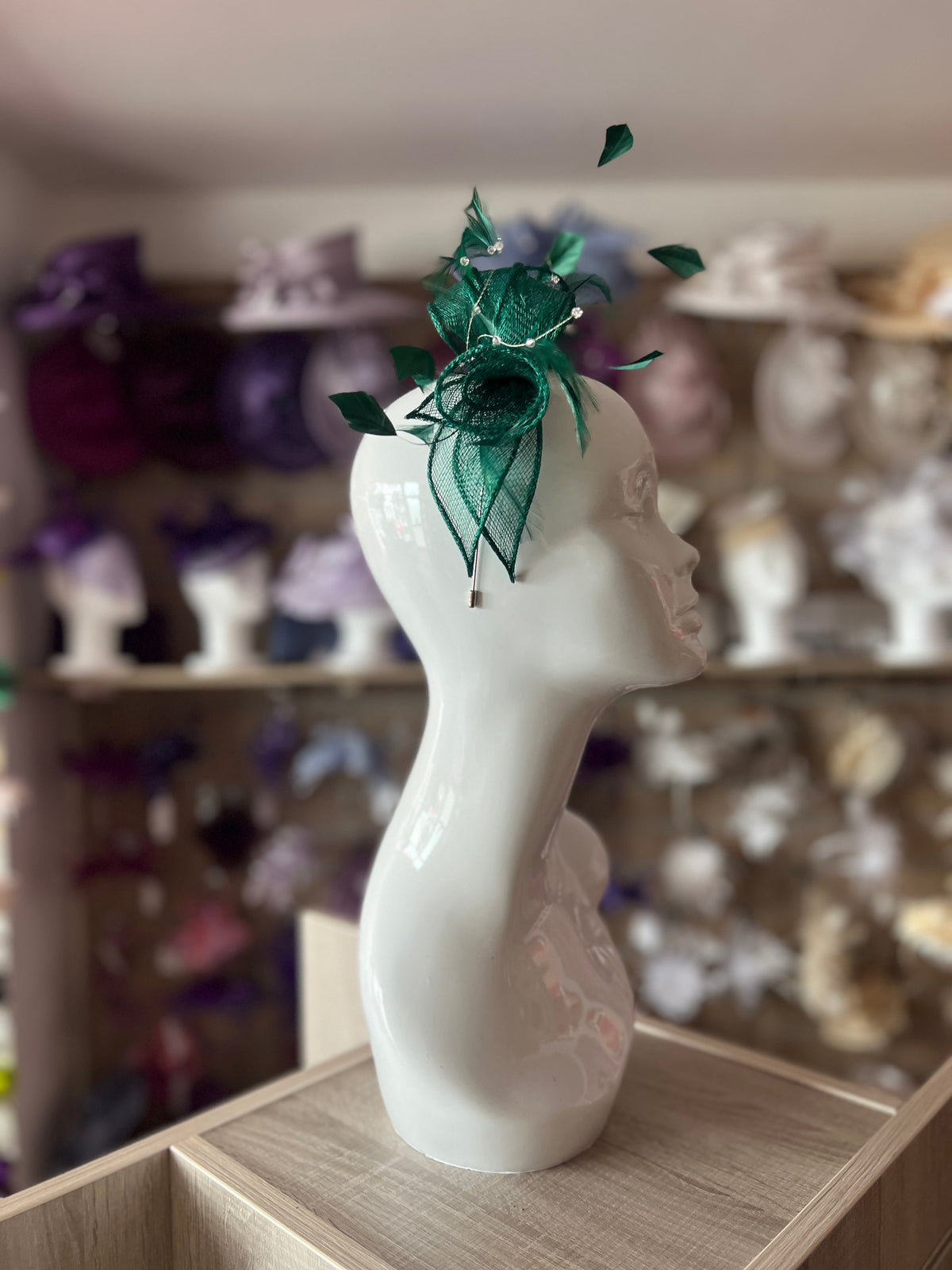 Classic Sinamay Emerald Fascinator-Fascinators Direct
