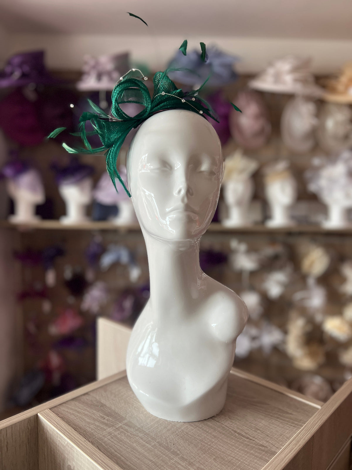 Classic Sinamay Emerald Fascinator-Fascinators Direct