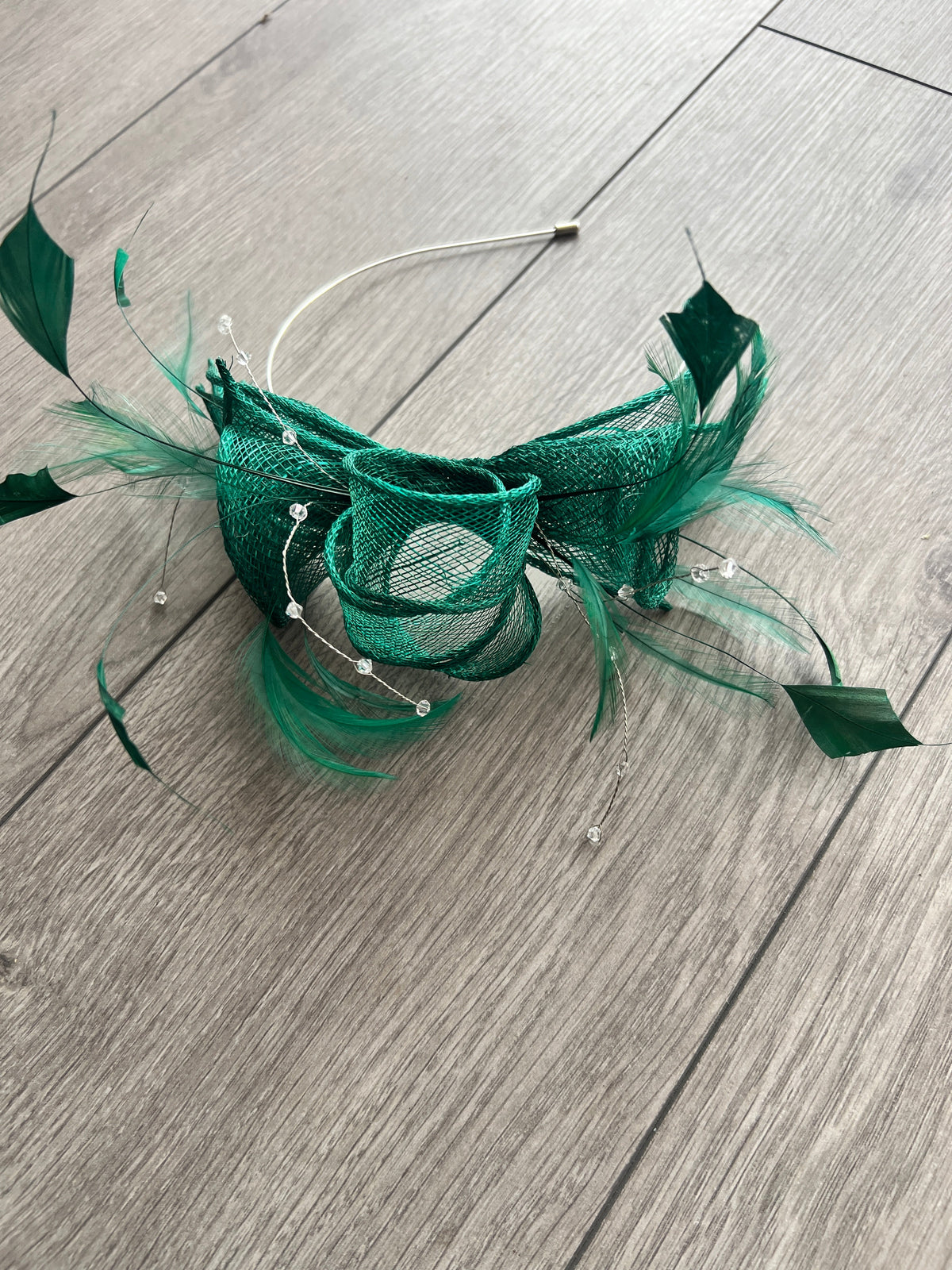 Classic Sinamay Emerald Fascinator-Fascinators Direct