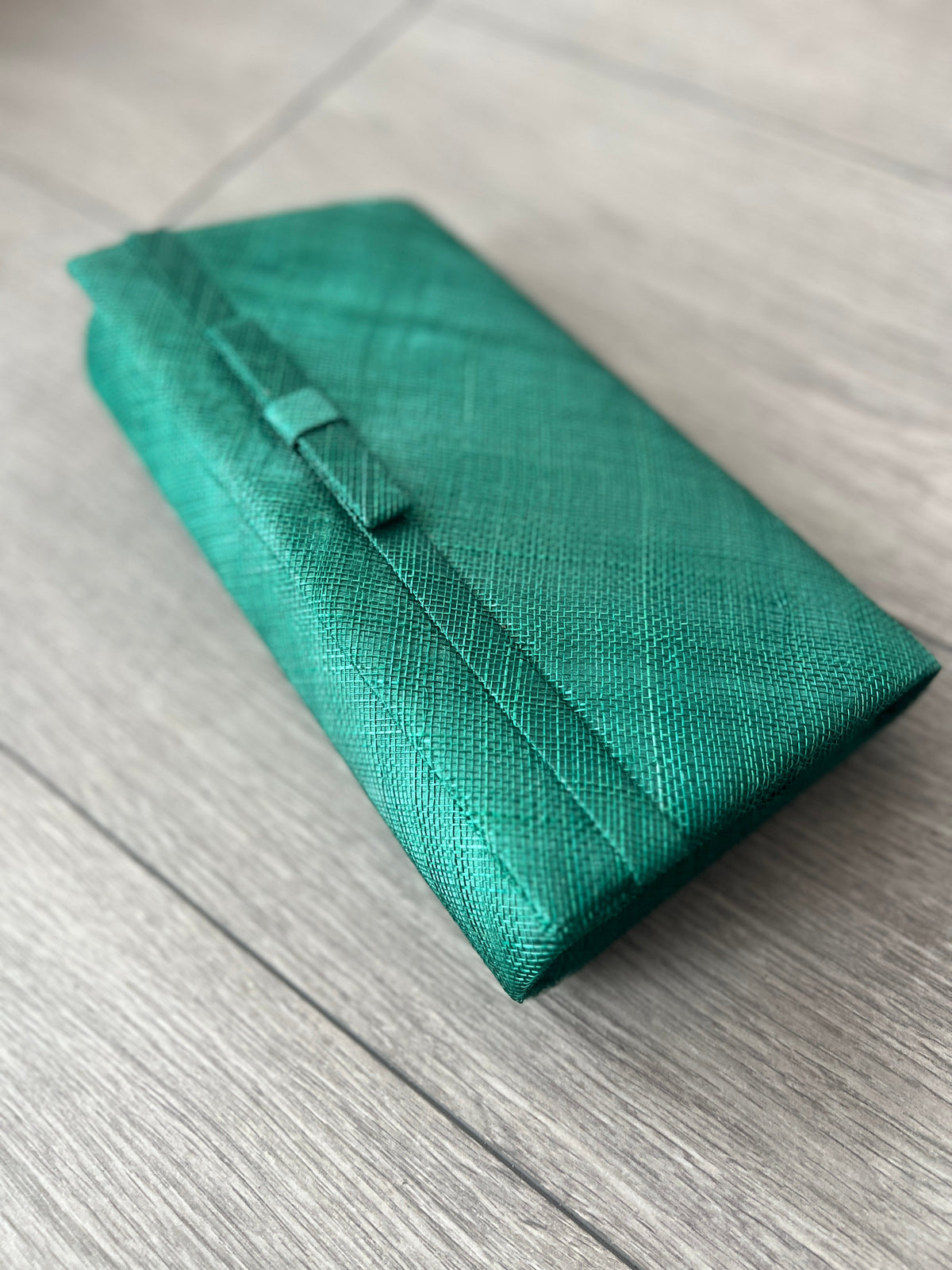 Classic Sinamay Emerald Green Clutch Bag For Weddings-Fascinators Direct