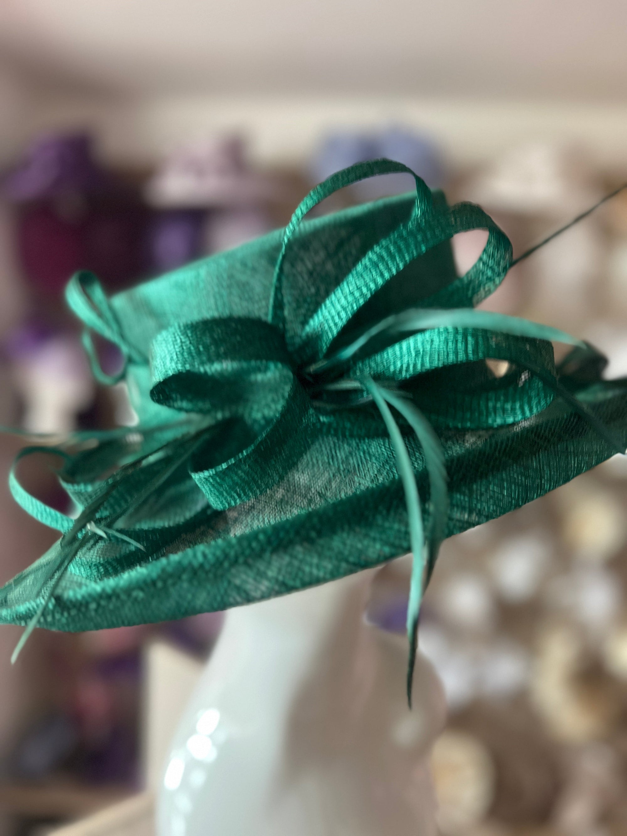 Classic Sinamay Emerald Green Wedding Hat-Fascinators Direct