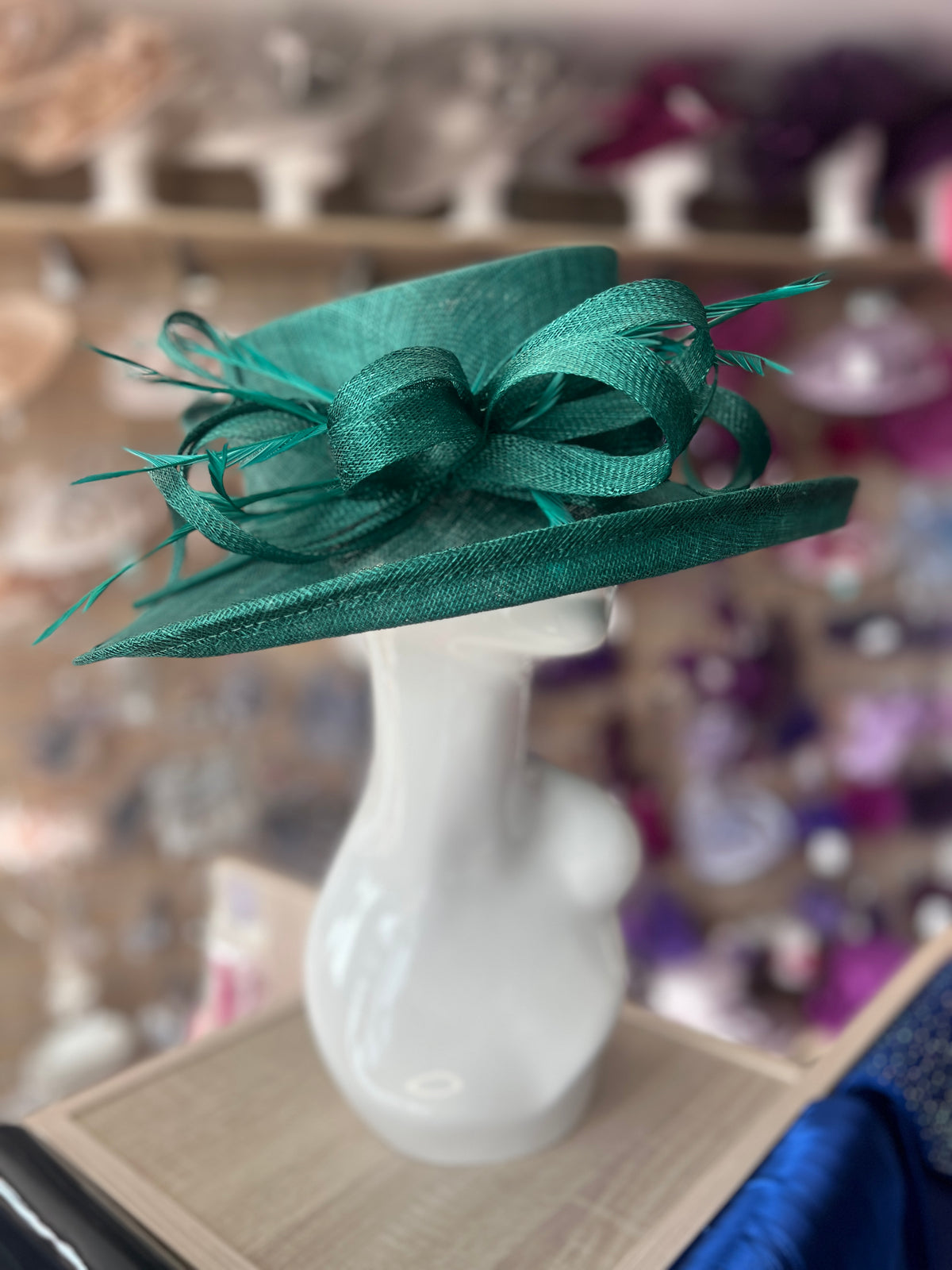 Classic Sinamay Emerald Green Wedding Hat-Fascinators Direct