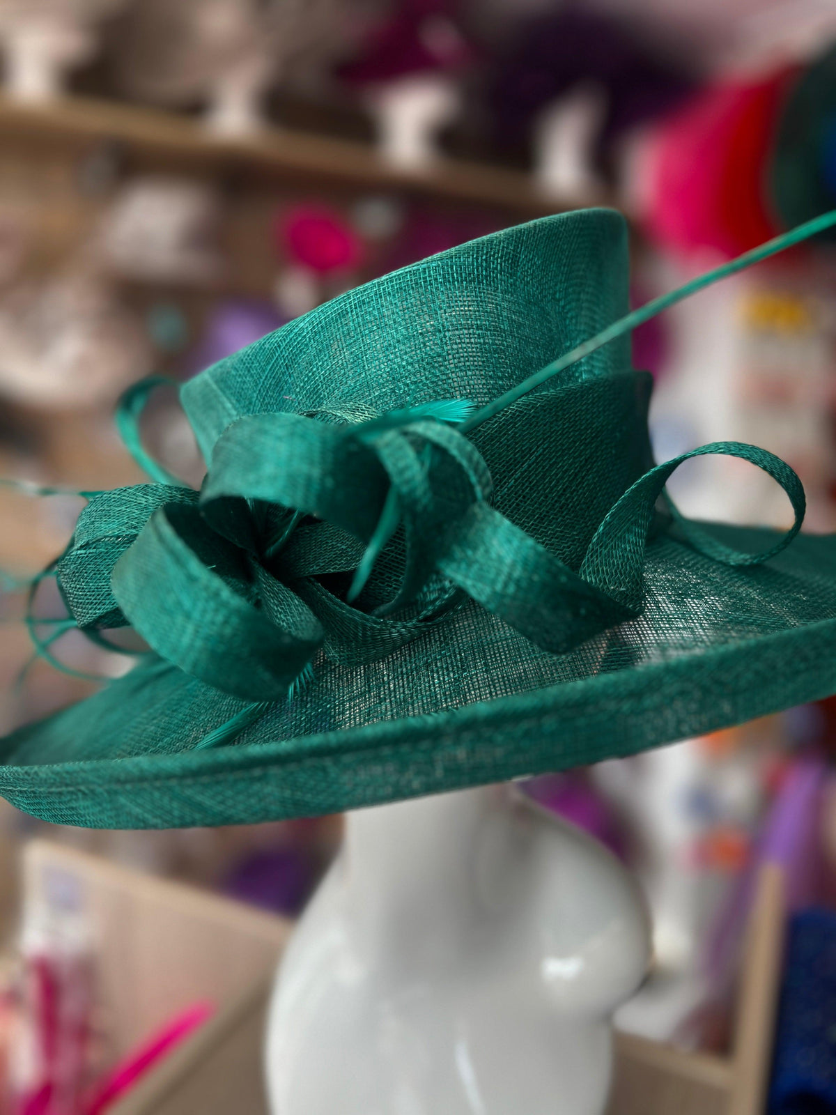 Classic Sinamay Emerald Green Wedding Hat-Fascinators Direct