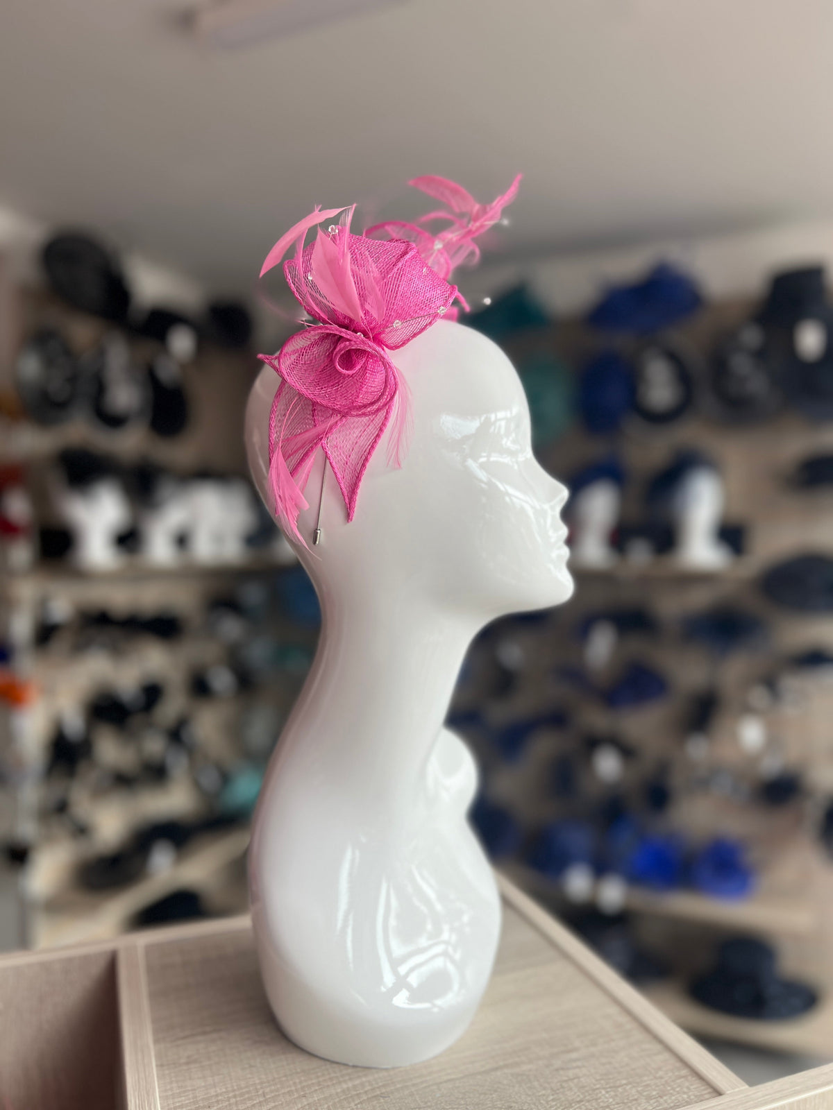 Classic Sinamay Flamingo Fascinator-Fascinators Direct