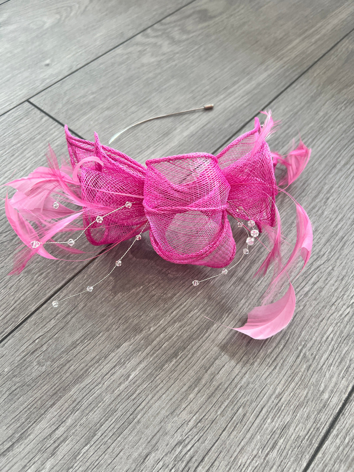 Classic Sinamay Flamingo Fascinator-Fascinators Direct
