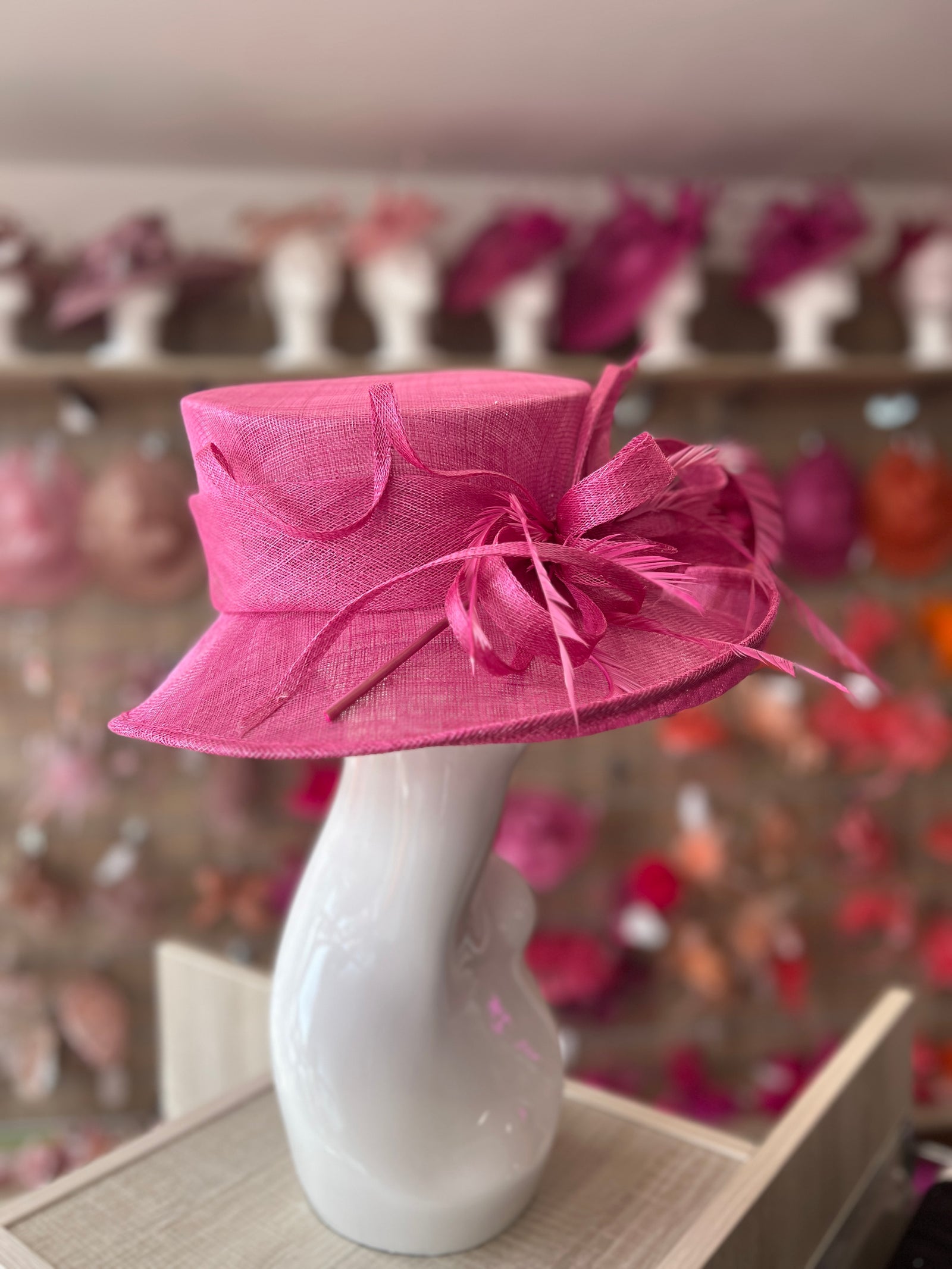 Classic Sinamay Flamingo Wedding Hat-Fascinators Direct