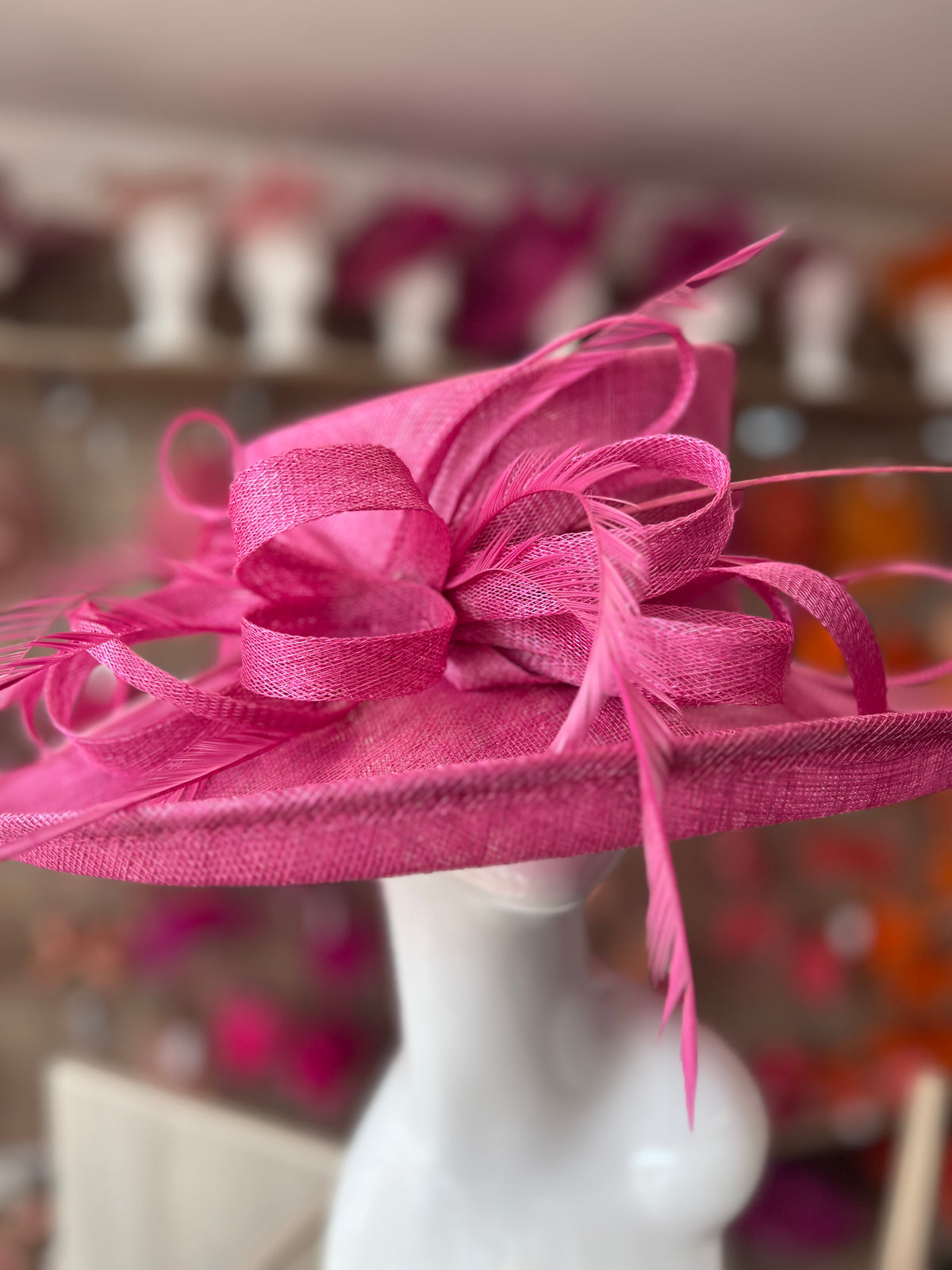 Classic Sinamay Flamingo Wedding Hat-Fascinators Direct