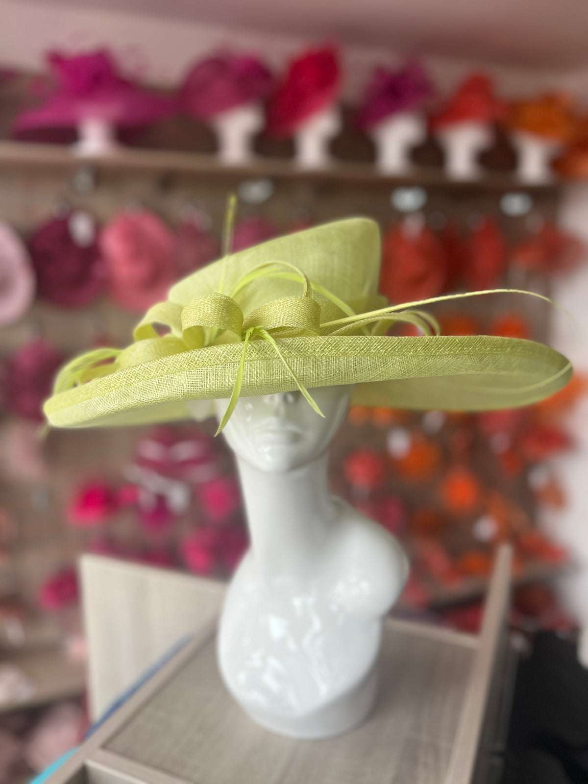 Classic Sinamay Flo Green Wedding Hat-Fascinators Direct