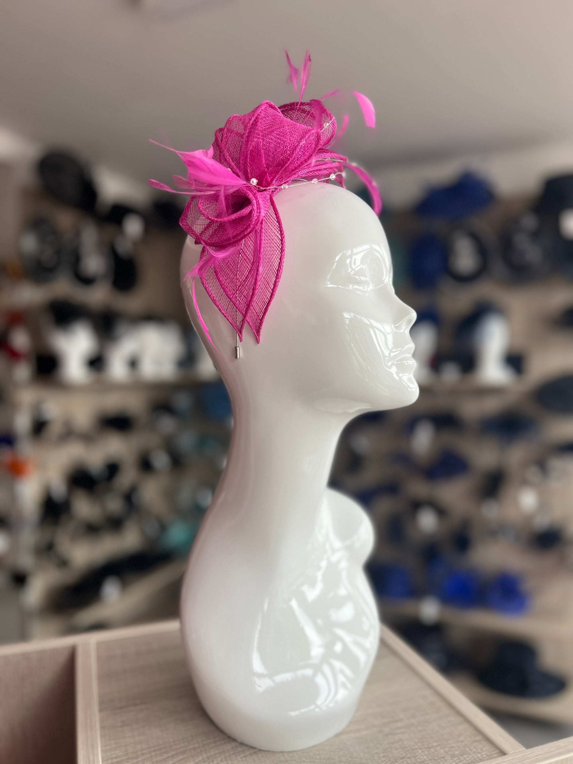 Classic Sinamay Fuchsia Fascinator-Fascinators Direct