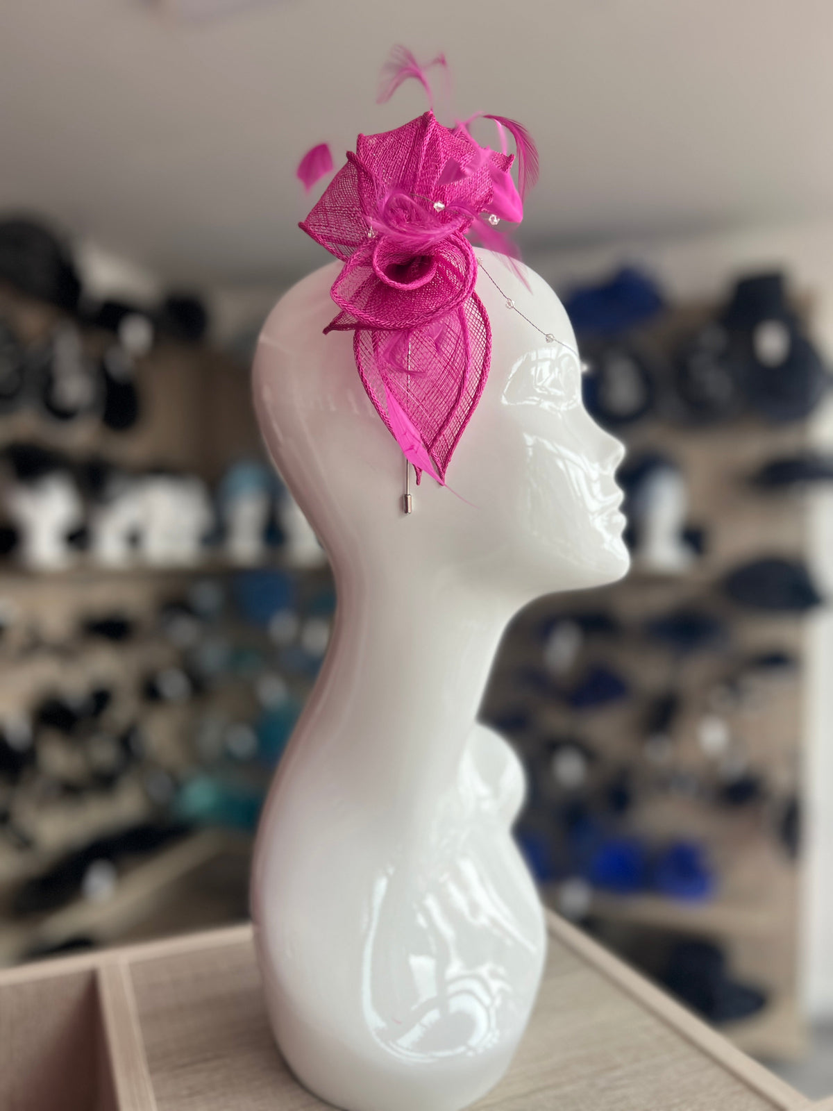 Classic Sinamay Fuchsia Fascinator-Fascinators Direct