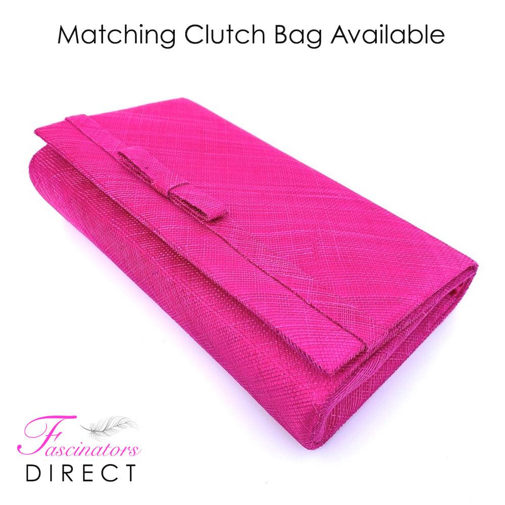 Classic Sinamay Fuchsia Fascinator-Fascinators Direct