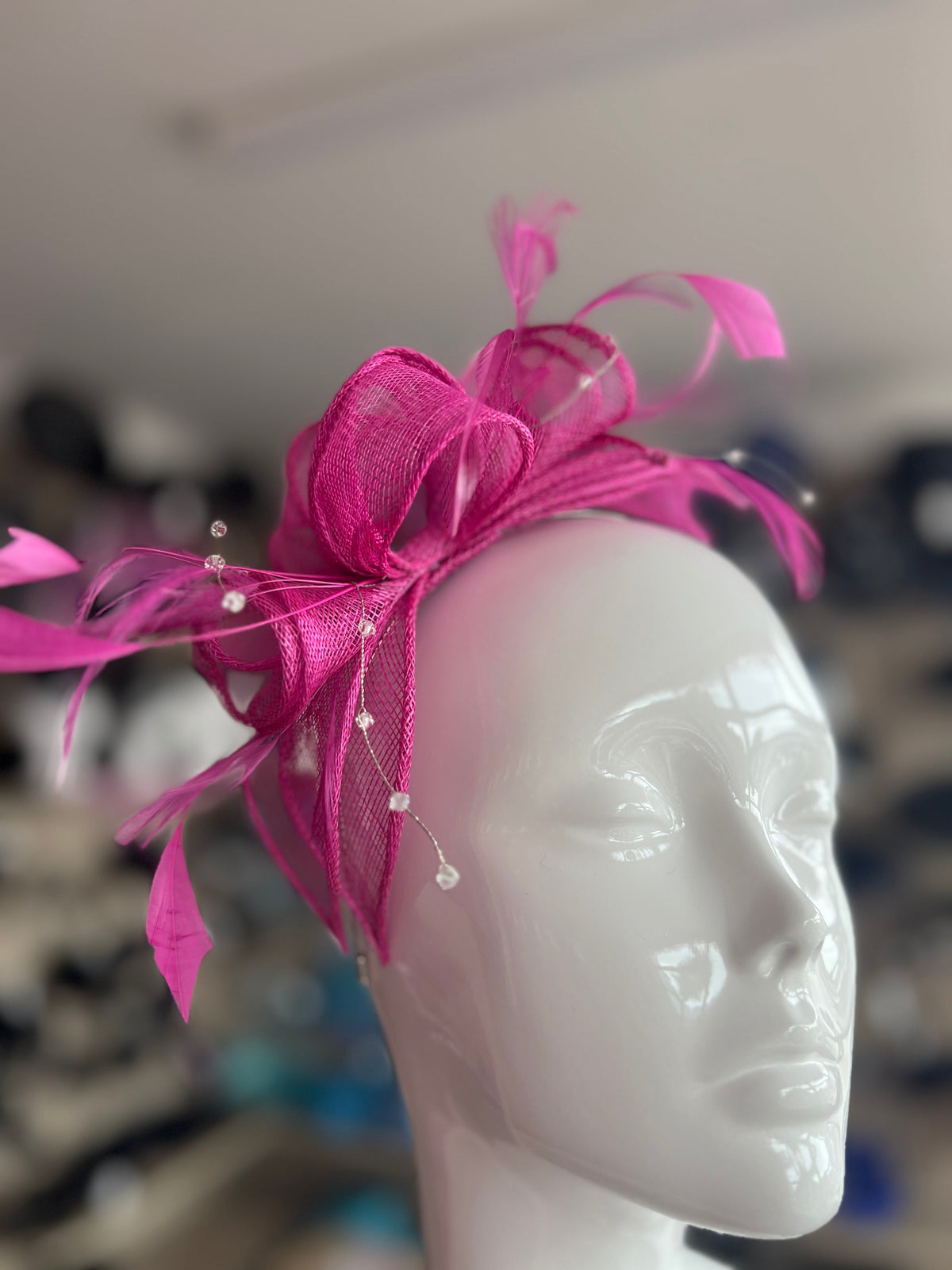 Classic Sinamay Fuchsia Fascinator-Fascinators Direct