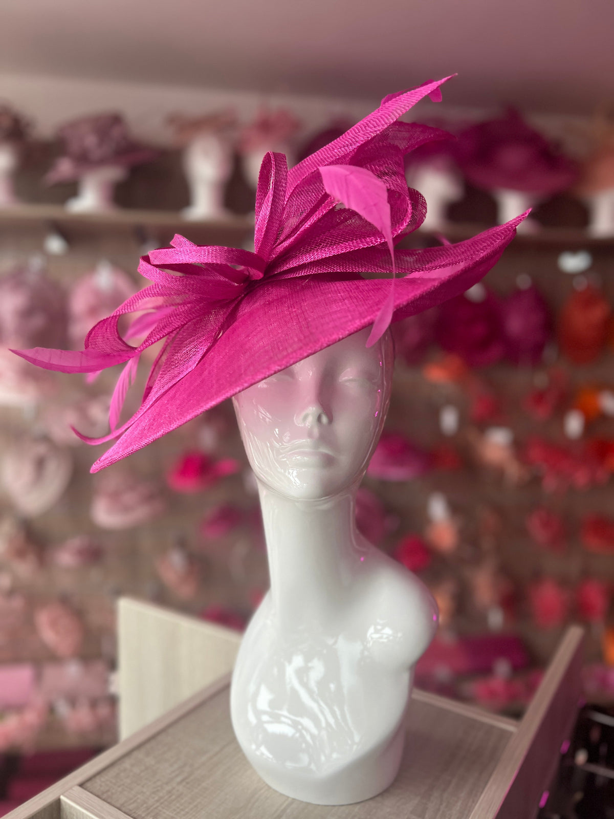 Classic Sinamay Fuchsia Hatinator with Bow-Fascinators Direct
