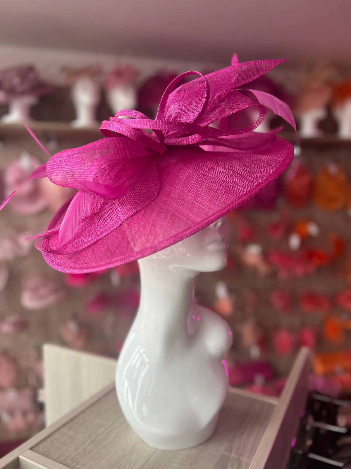 Classic Sinamay Fuchsia Hatinator with Bow-Fascinators Direct