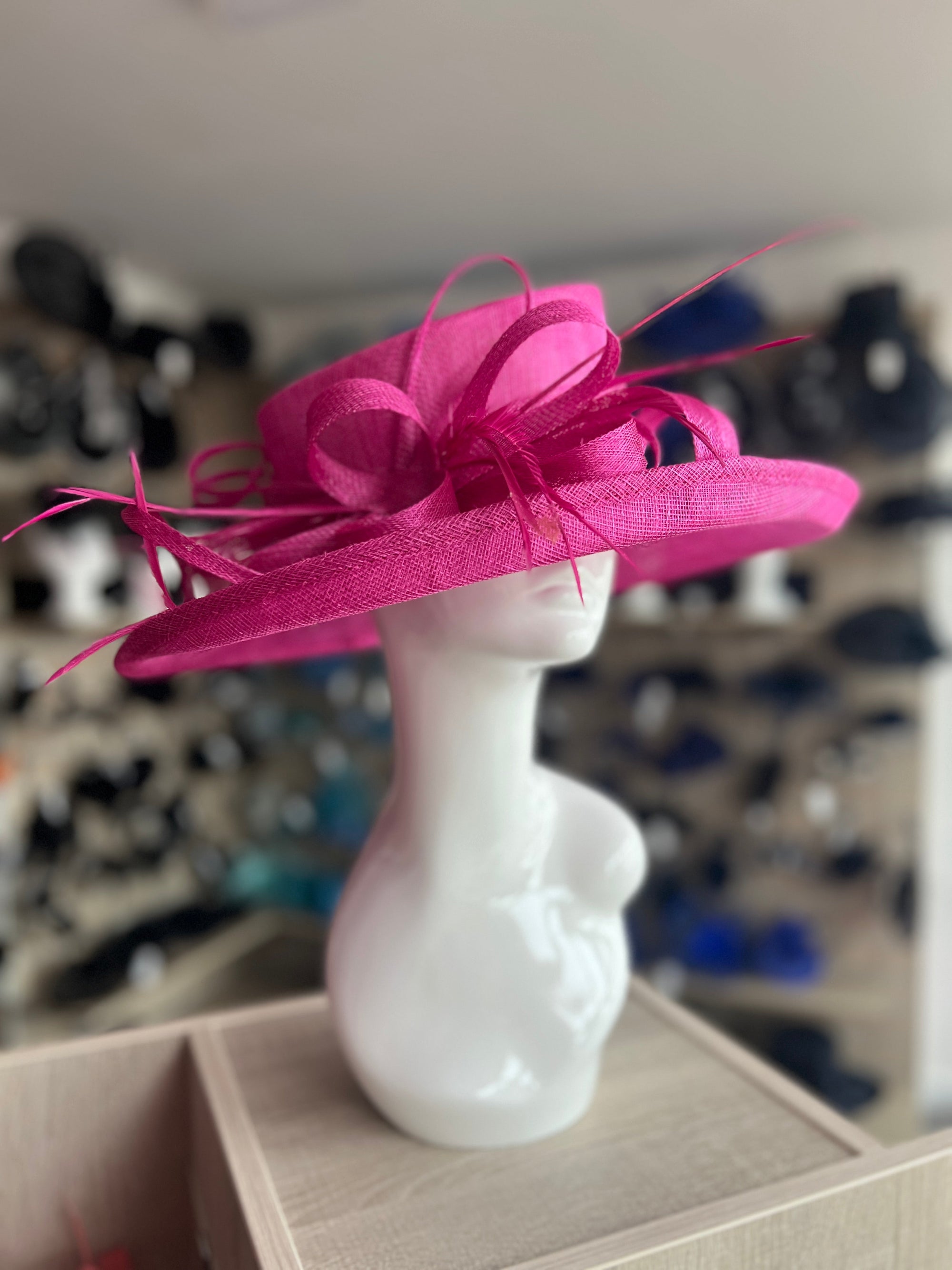 Classic Sinamay Fuchsia Wedding Hat-Fascinators Direct