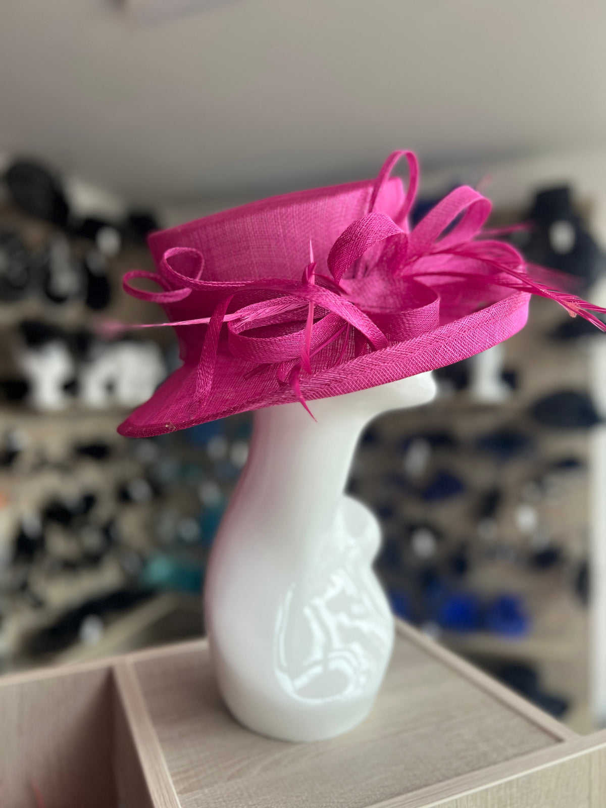 Classic Sinamay Fuchsia Wedding Hat-Fascinators Direct