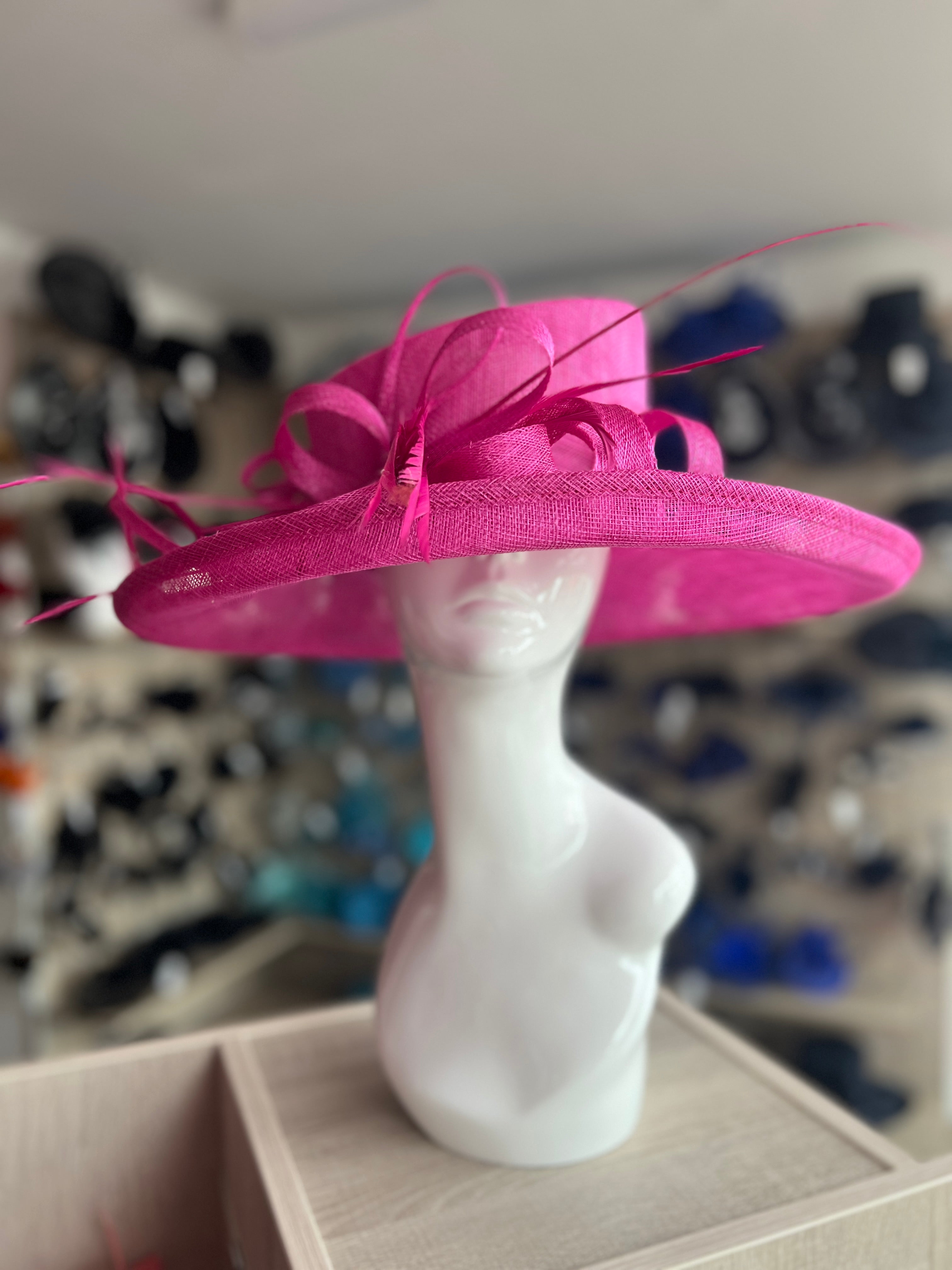 Classic Sinamay Fuchsia Wedding Hat for Weddings, Ladies Day Ascot