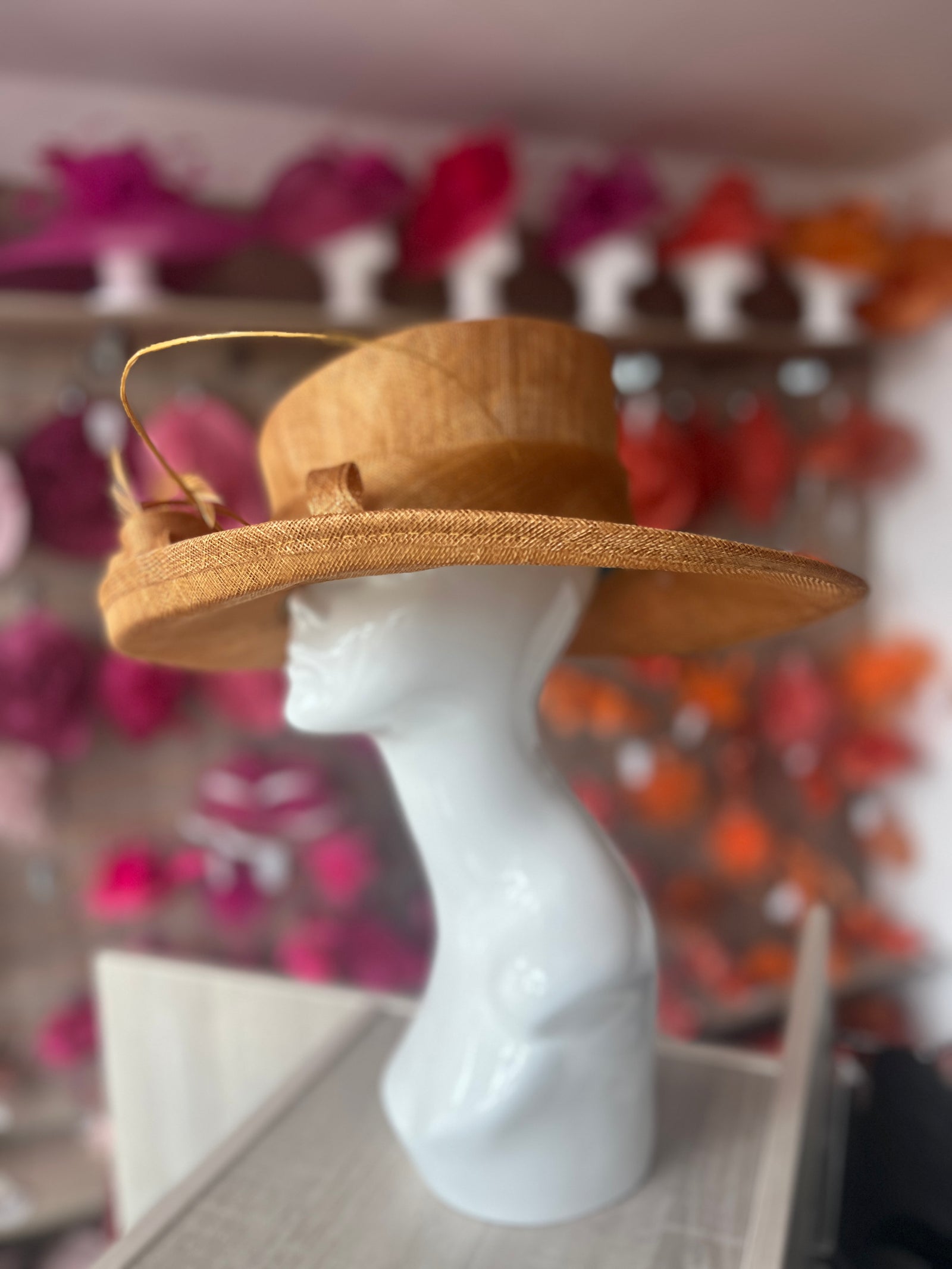 Classic Sinamay Gold Wedding Hat-Fascinators Direct